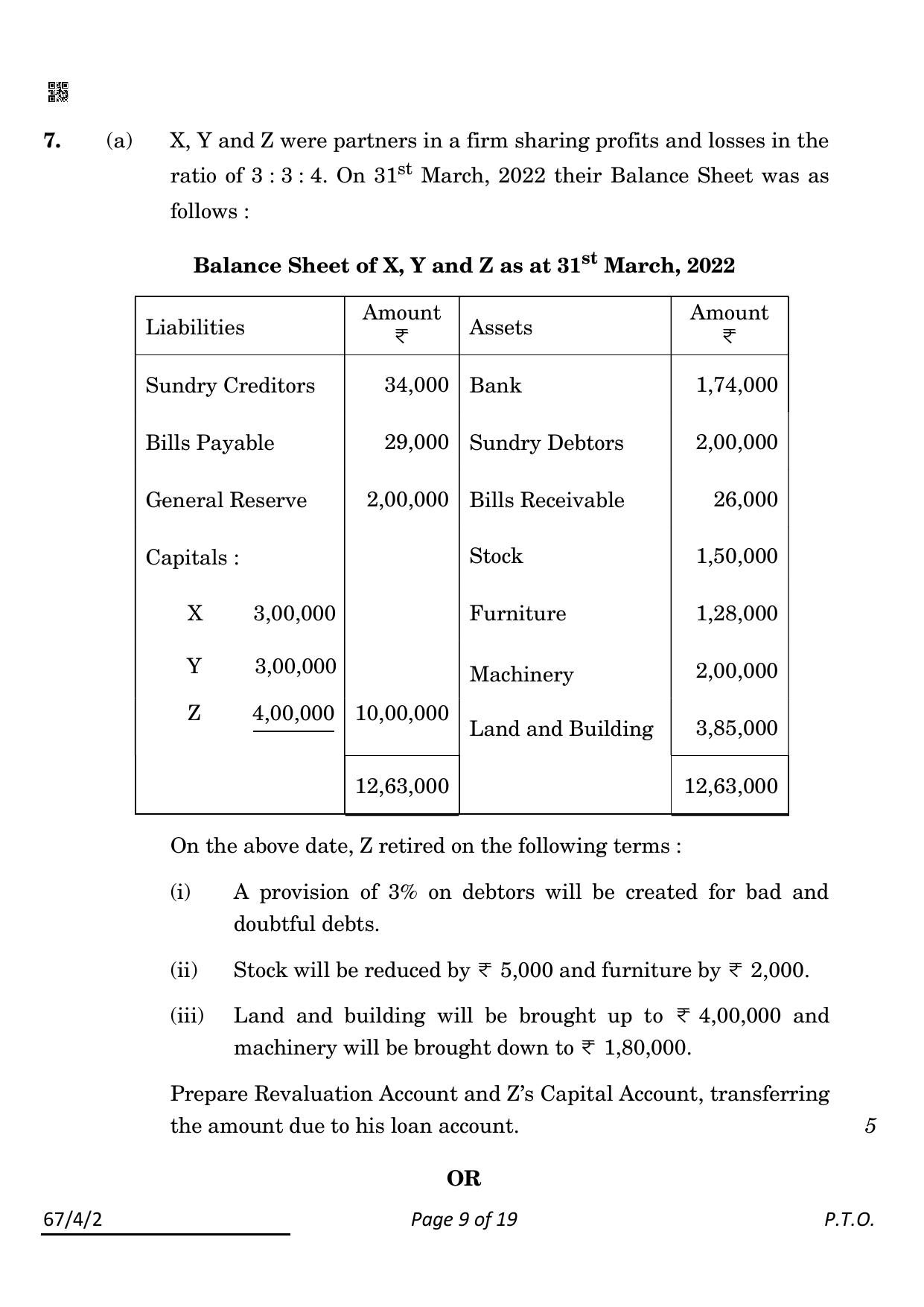 CBSE Class 12 67-4-2 Accountancy 2022 Question Paper - Page 9