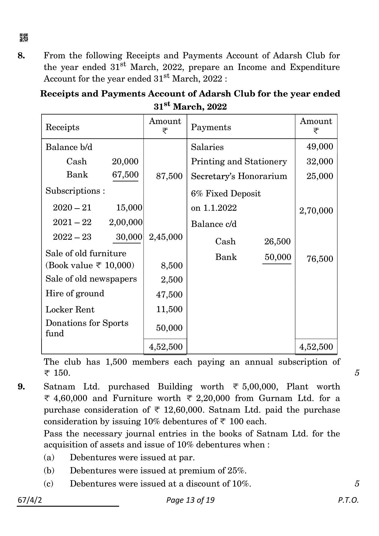 CBSE Class 12 67-4-2 Accountancy 2022 Question Paper - Page 13