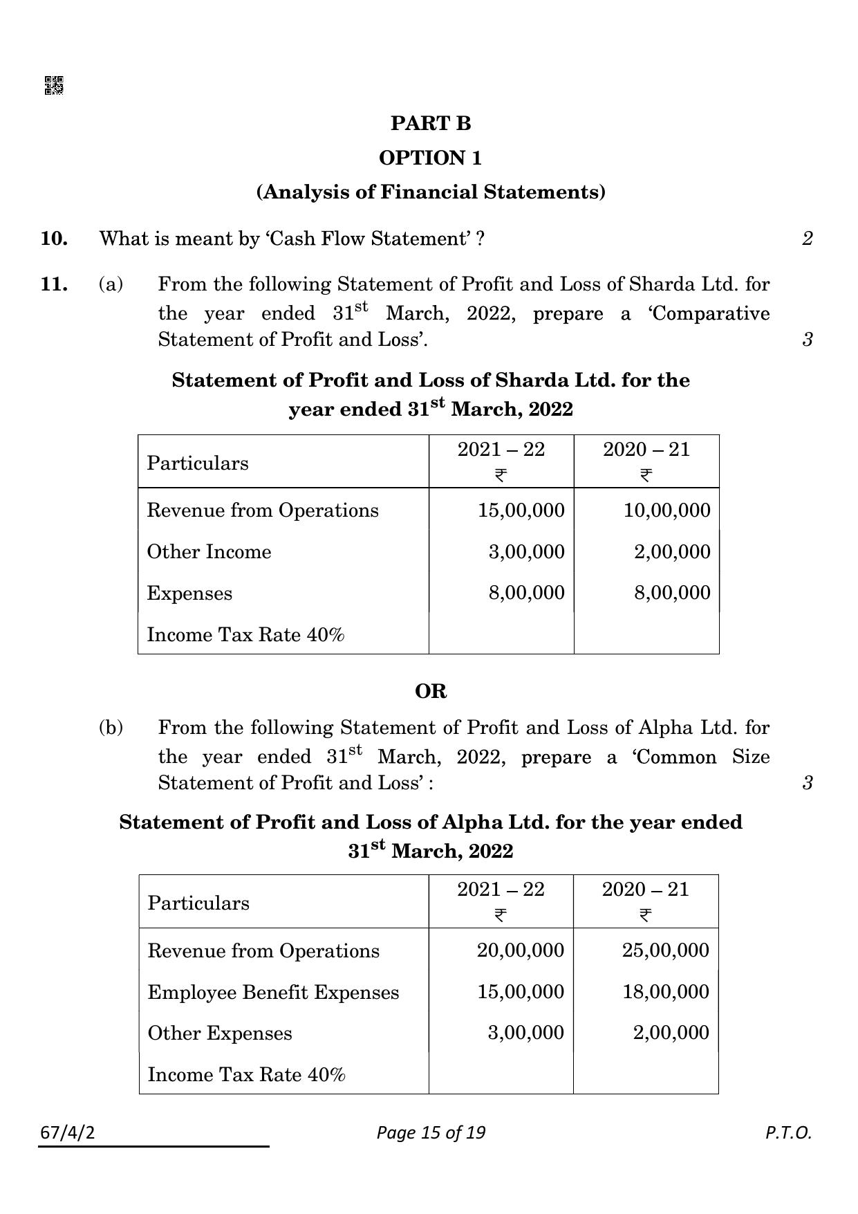 CBSE Class 12 67-4-2 Accountancy 2022 Question Paper - Page 15