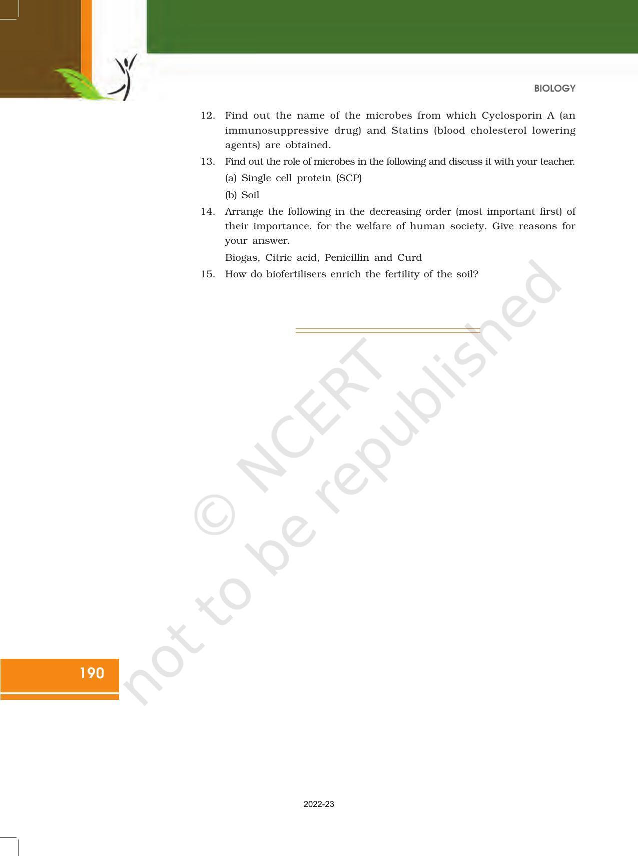 NCERT Book for Class 12 Biology Chapter 10 Microbes in Human Welfare - Page 12