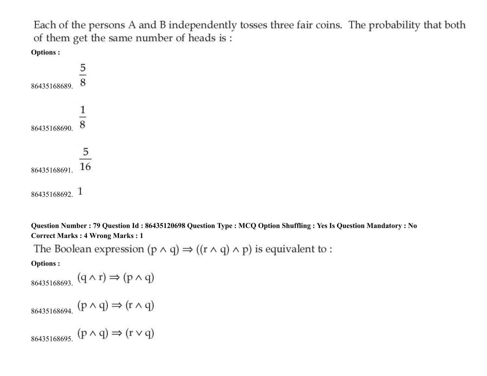 JEE Mains 2021: BTech (Shift 2) 27-08-2021 Question Paper - Page 61