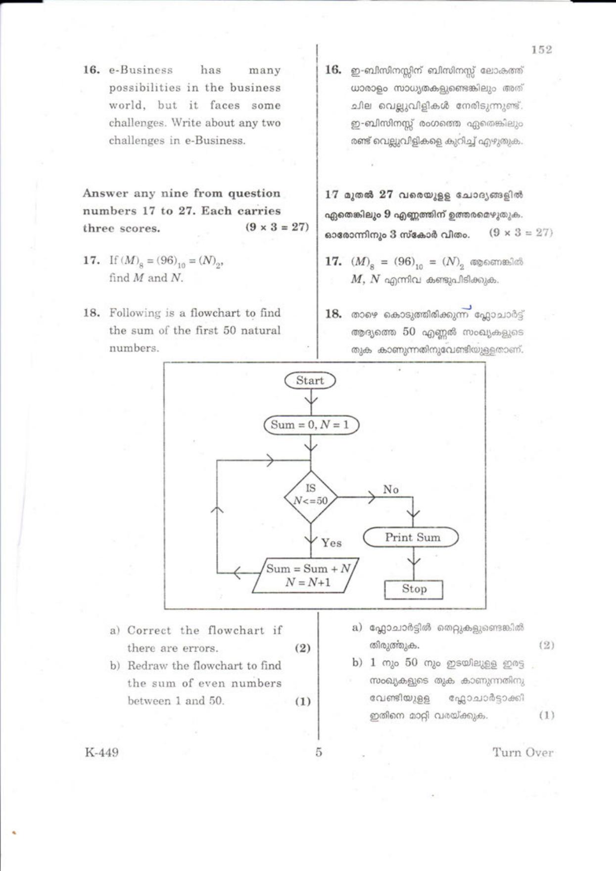 Kerala Plus One 2018  Computer Application (Commerce) Question Papers - Page 5