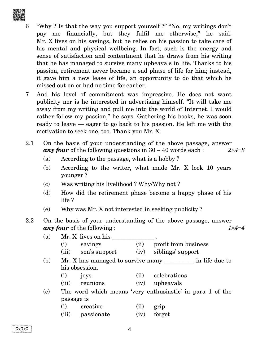 CBSE Class 10 2-3-2 ENGLISH LANGUAGE AND LETERATURE 2019 Question Paper - Page 4