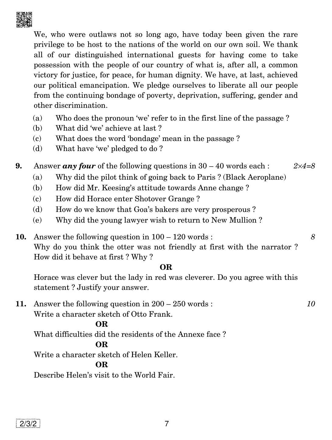 CBSE Class 10 2-3-2 ENGLISH LANGUAGE AND LETERATURE 2019 Question Paper - Page 7