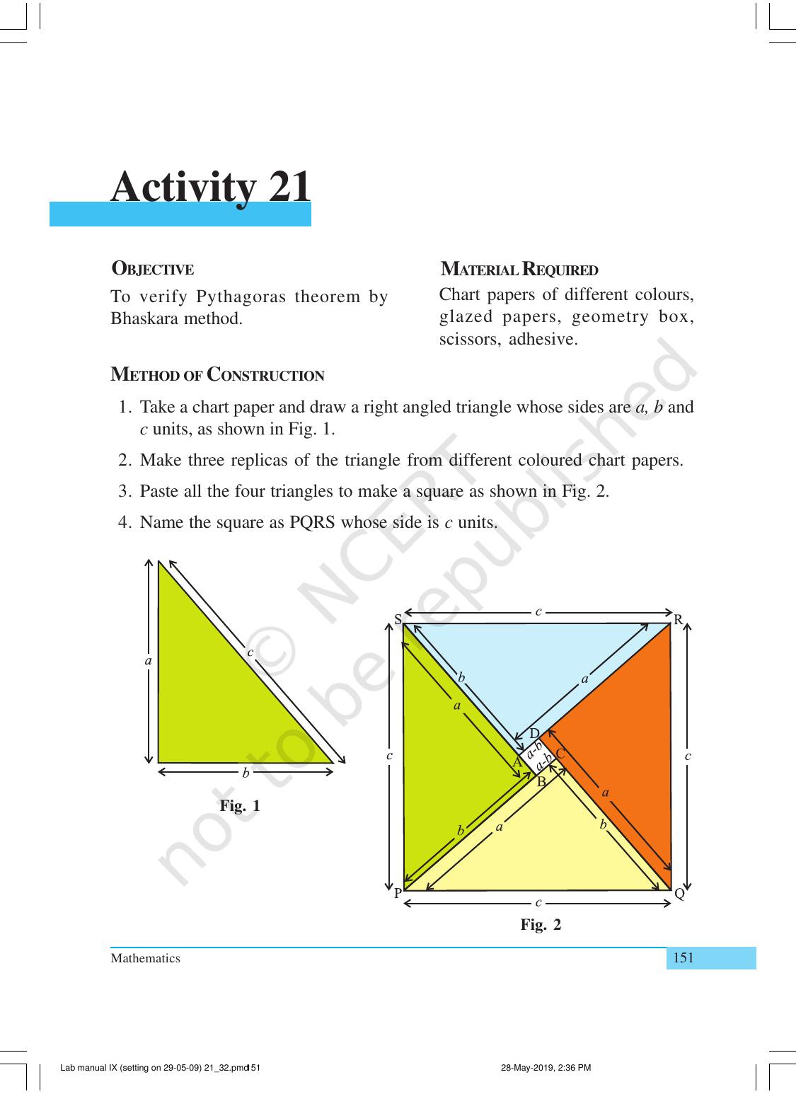 NCERT Laboratory Manuals for Class X Mathematics - Activities for Class X (21 to 32) - Page 1