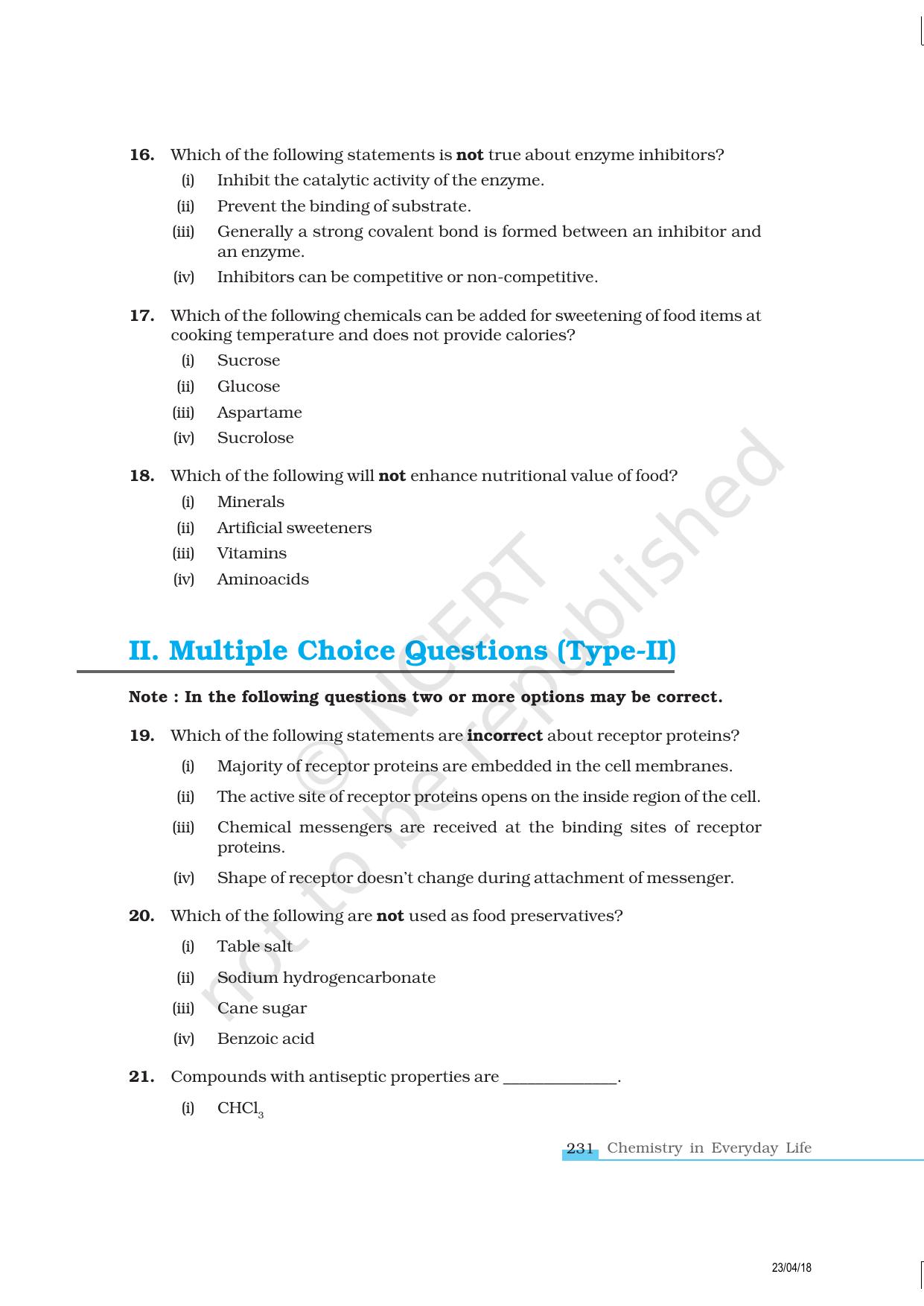 NCERT Exemplar Class 12: Chemistry - Chemistry In Everyday Life - Page 4