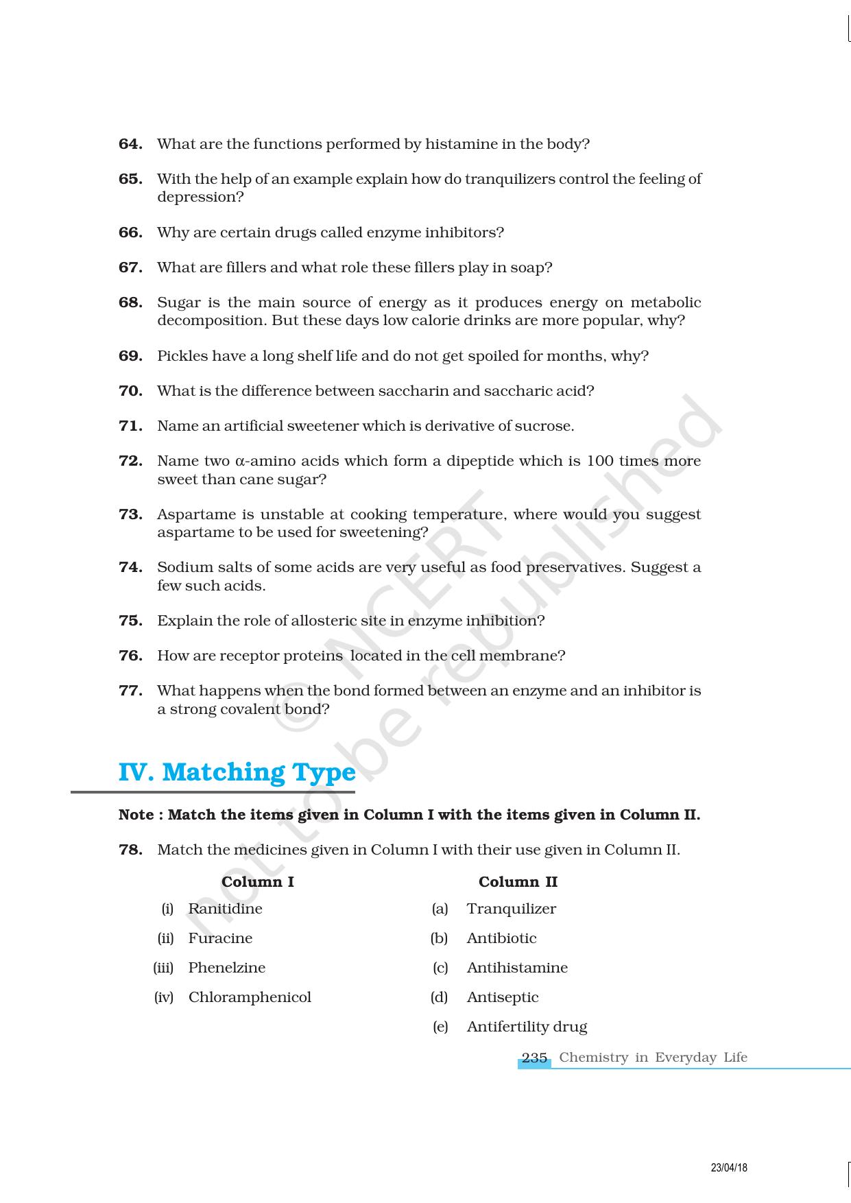 NCERT Exemplar Class 12: Chemistry - Chemistry In Everyday Life - Page 8