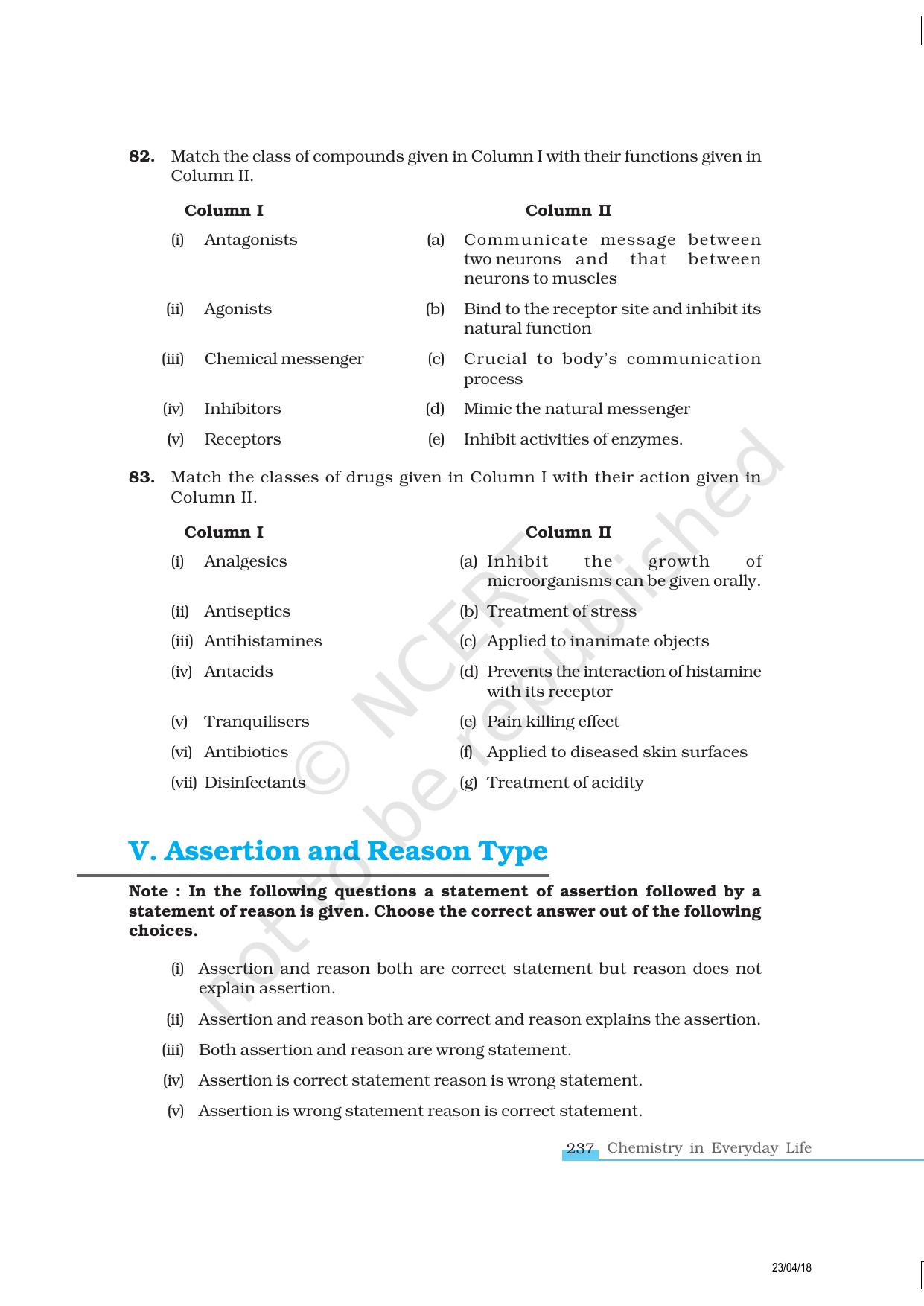 NCERT Exemplar Class 12: Chemistry - Chemistry In Everyday Life - Page 10
