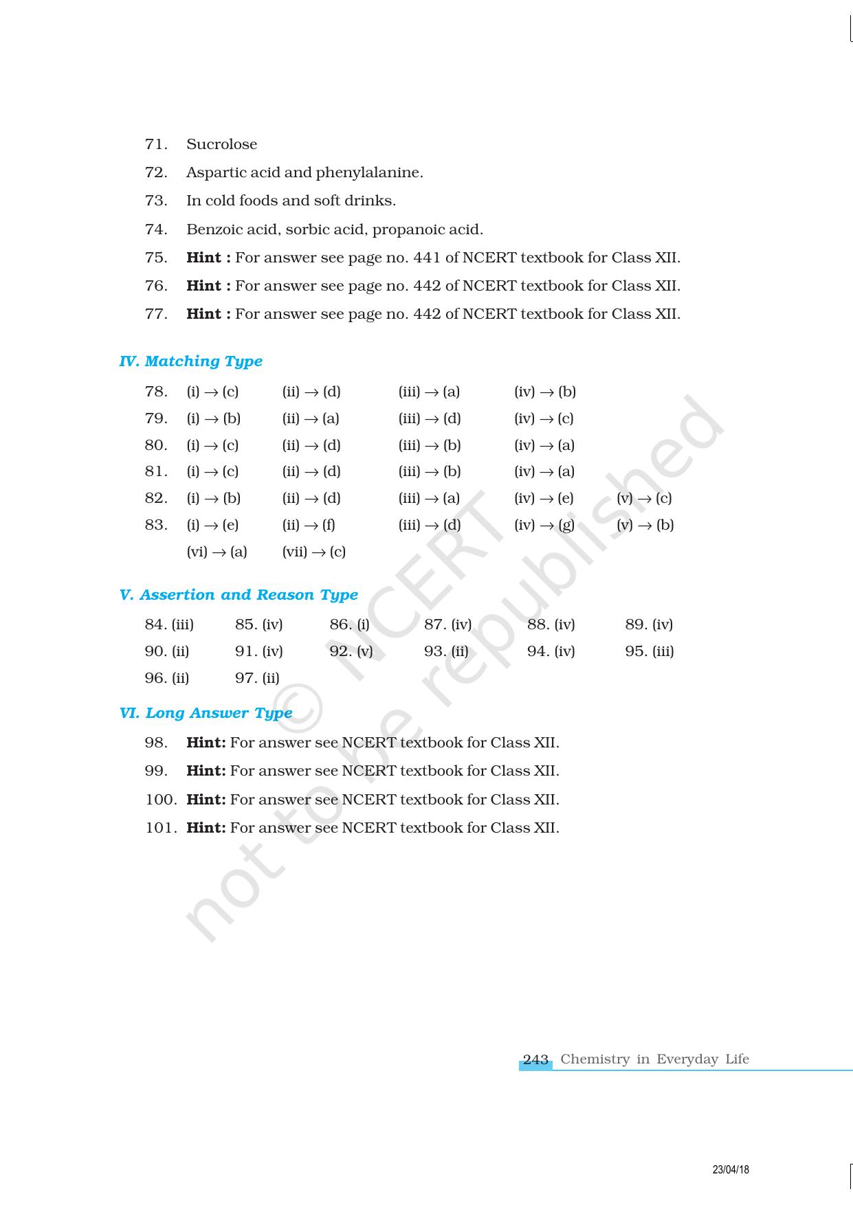 NCERT Exemplar Class 12: Chemistry - Chemistry In Everyday Life - Page 16