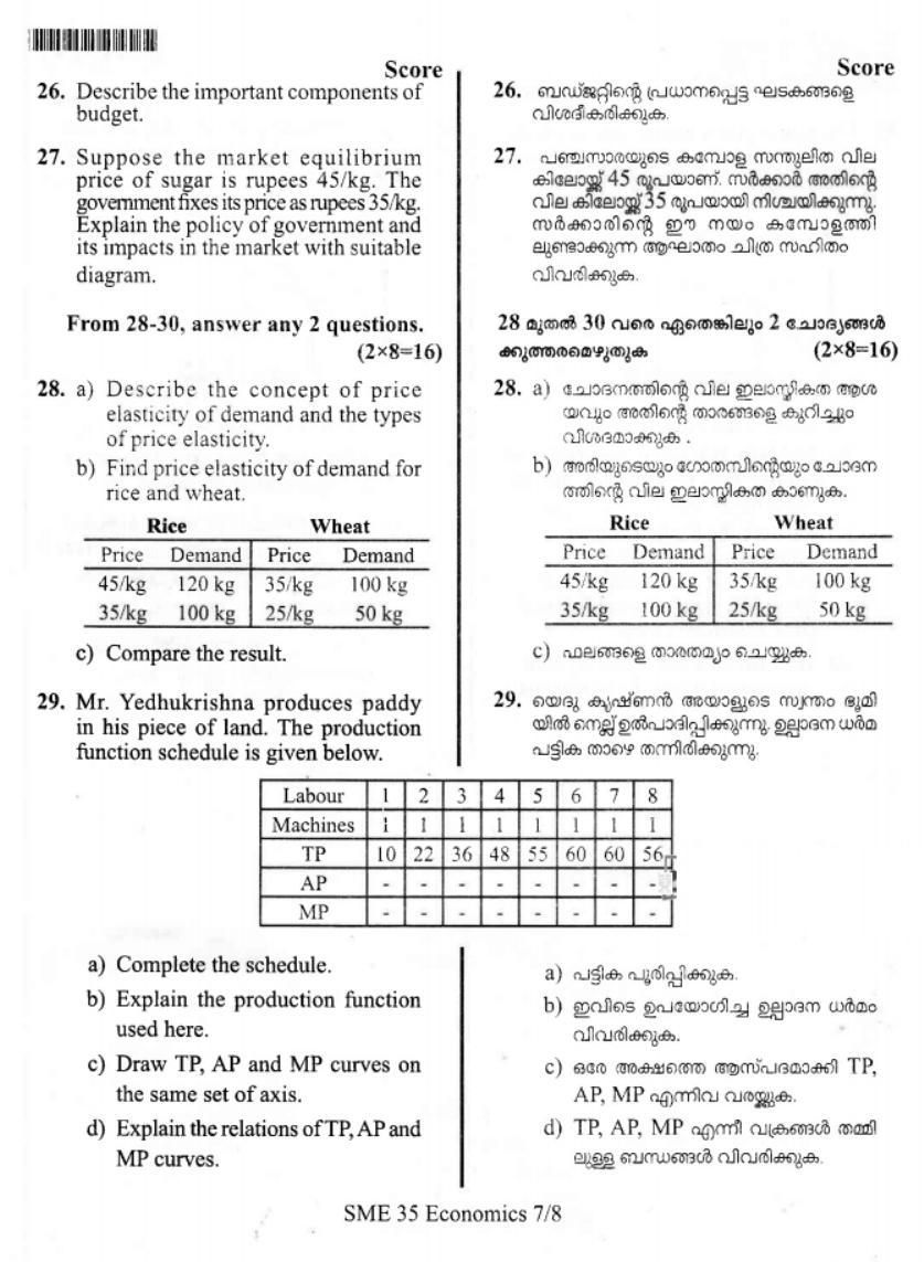 Kerala Plus Two 2019 Economics Model Question Paper - Page 6