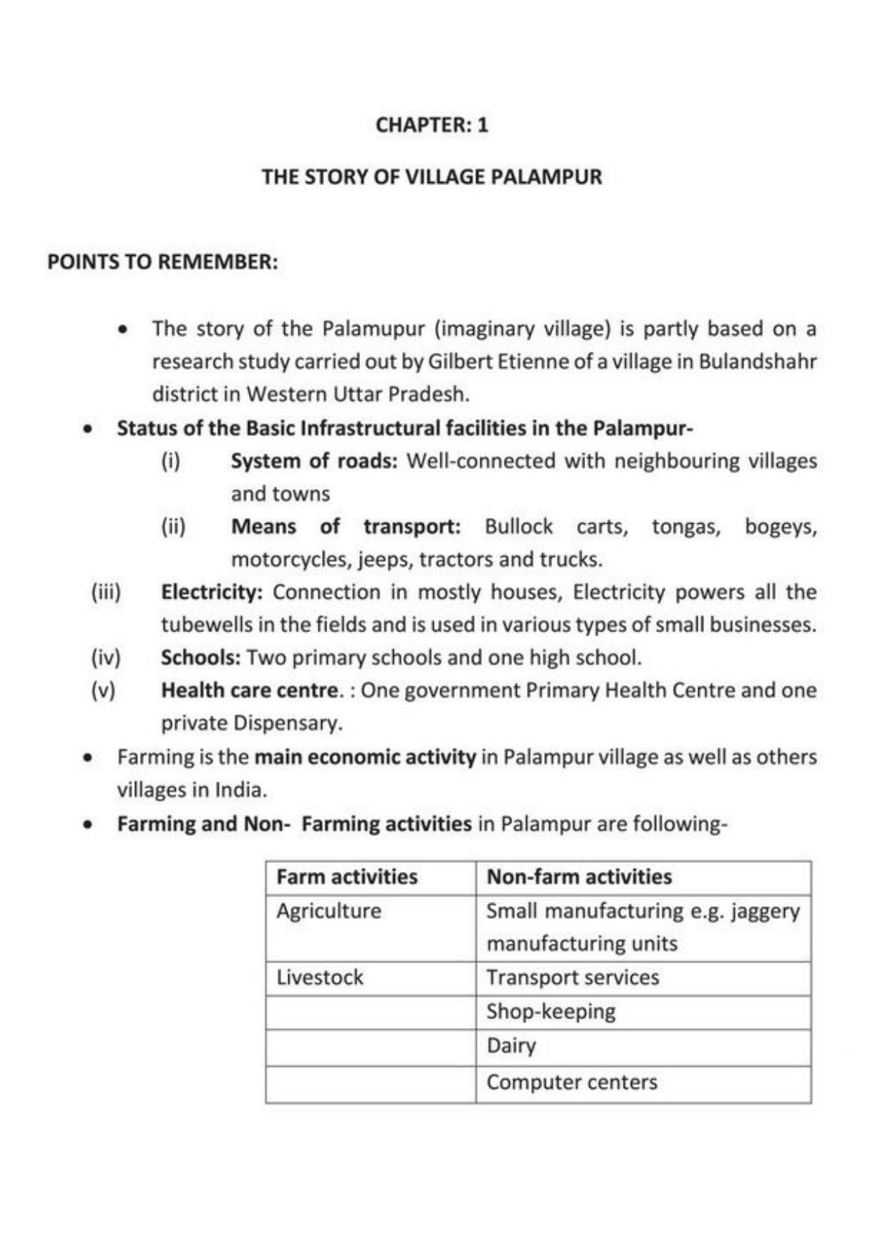 Class 9 Notes, Question & Practice Paper - Economics (Topic 1 : The Story of Village Palampur) - Page 2