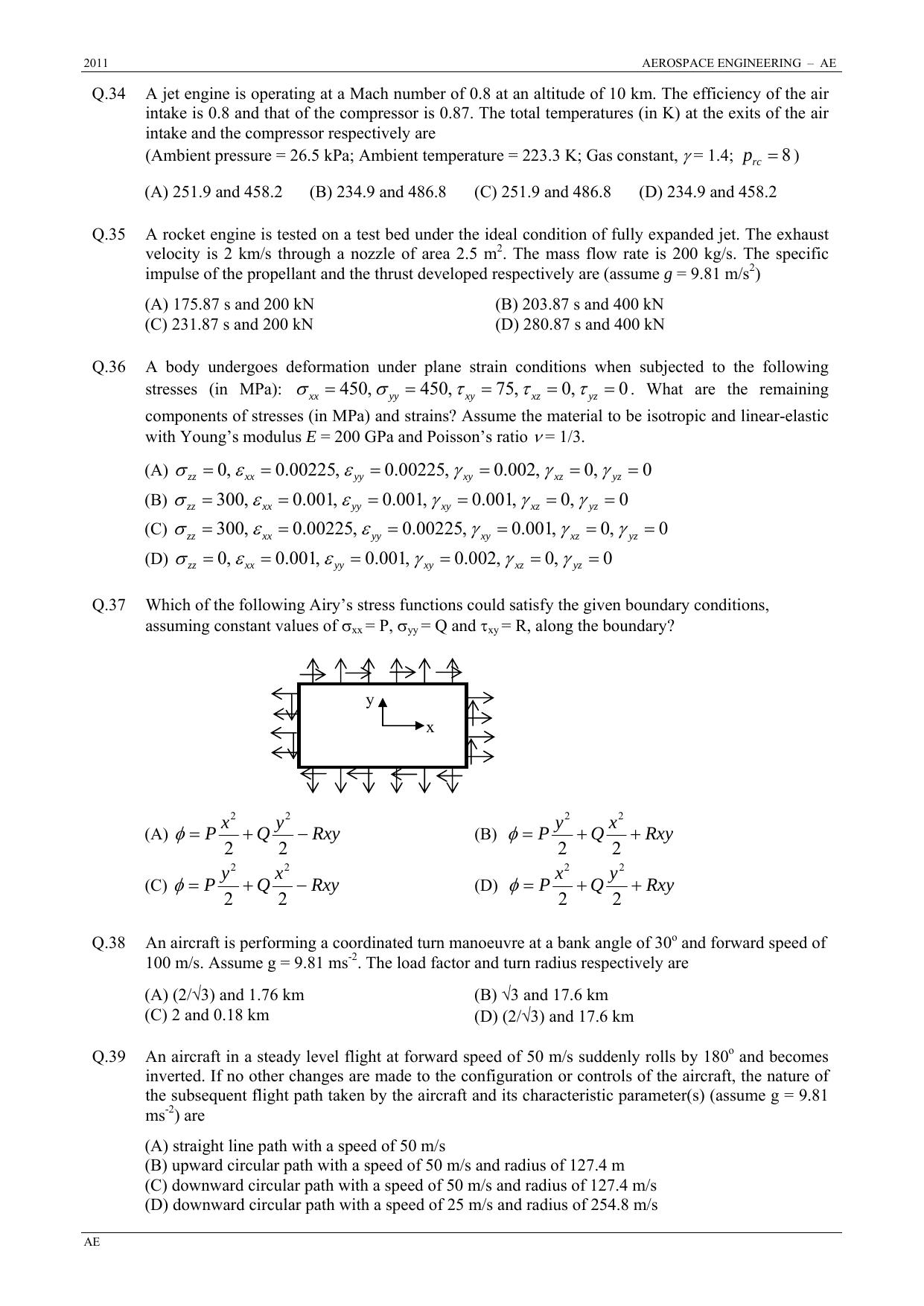 GATE 2011 Aerospace Engineering (AE) Question Paper with Answer Key - Page 6