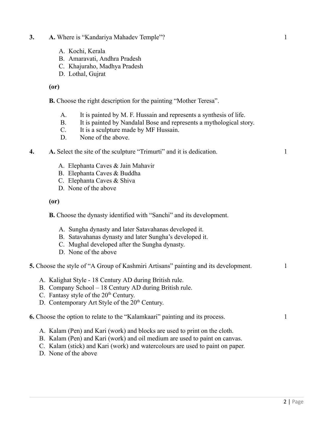NIOS Class 12 Painting (Old) Sample Paper - Page 2