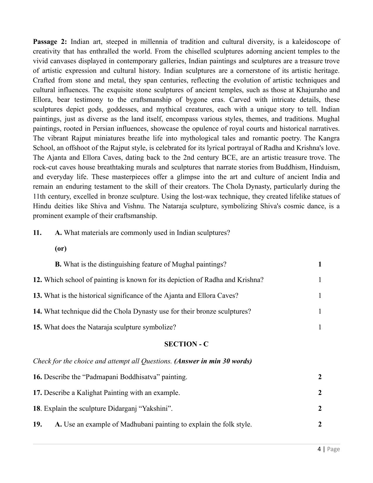 NIOS Class 12 Painting (Old) Sample Paper - Page 4