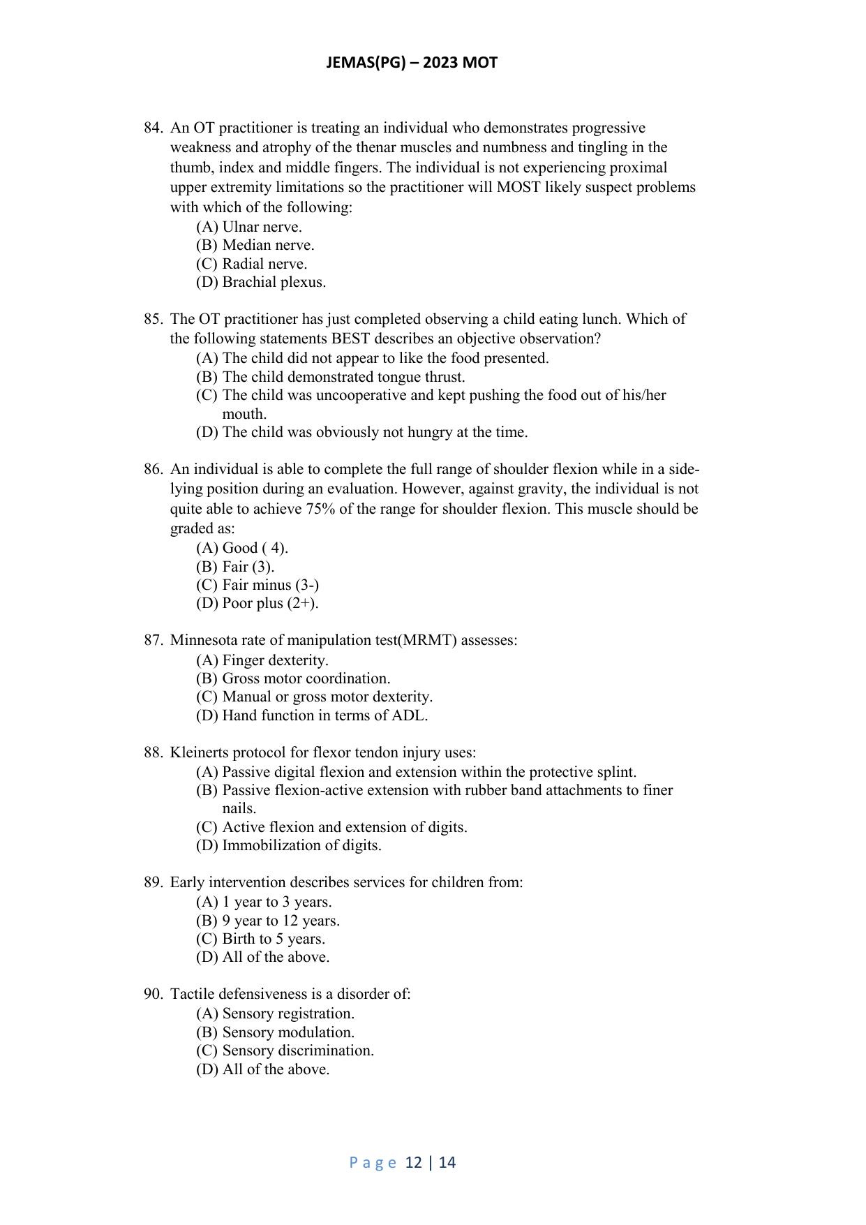 WB JEMAS (PG) MOT 2023 Question Paper - Page 13