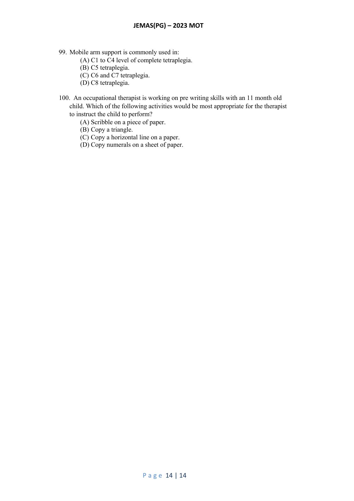 WB JEMAS (PG) MOT 2023 Question Paper - Page 15