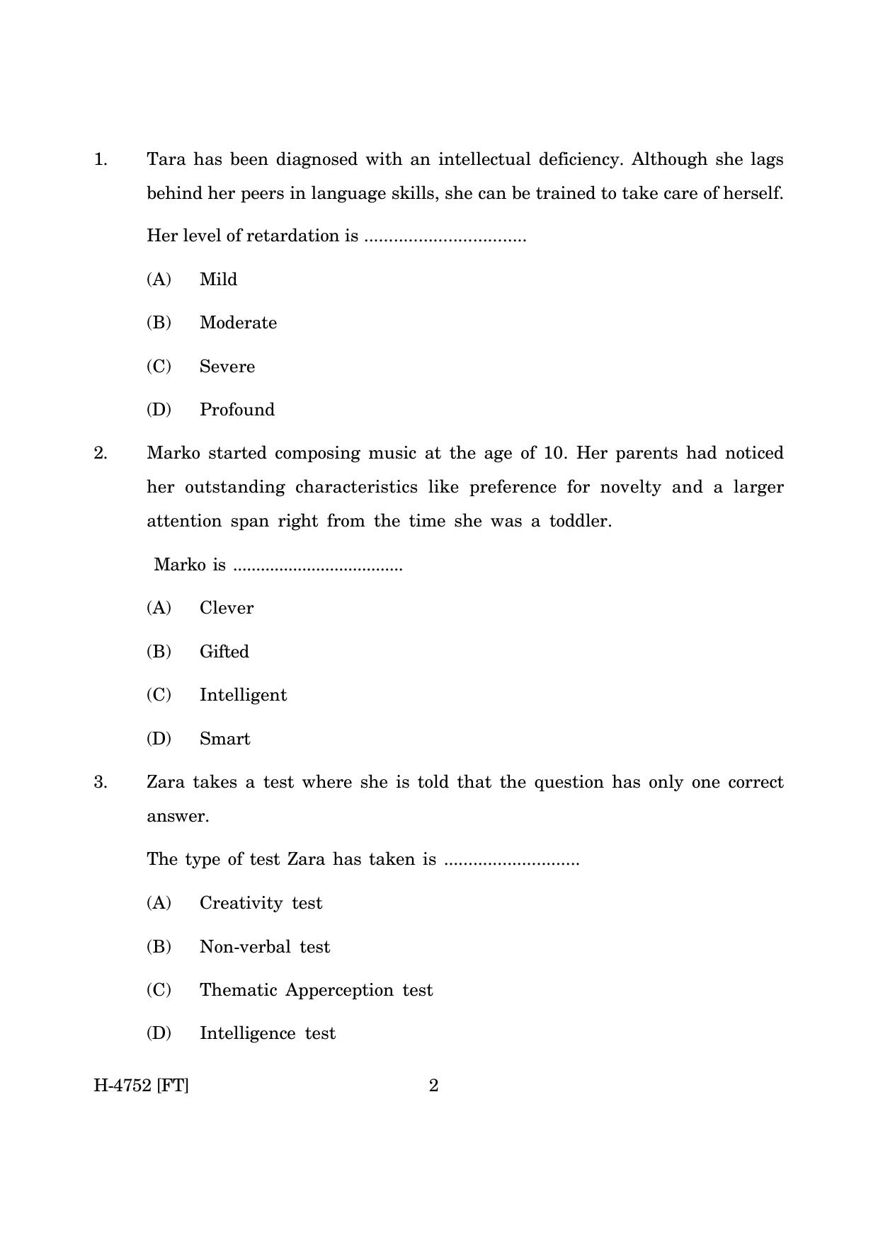 Goa Board Class 12 Psychology (November 2022) Question Paper - Page 2