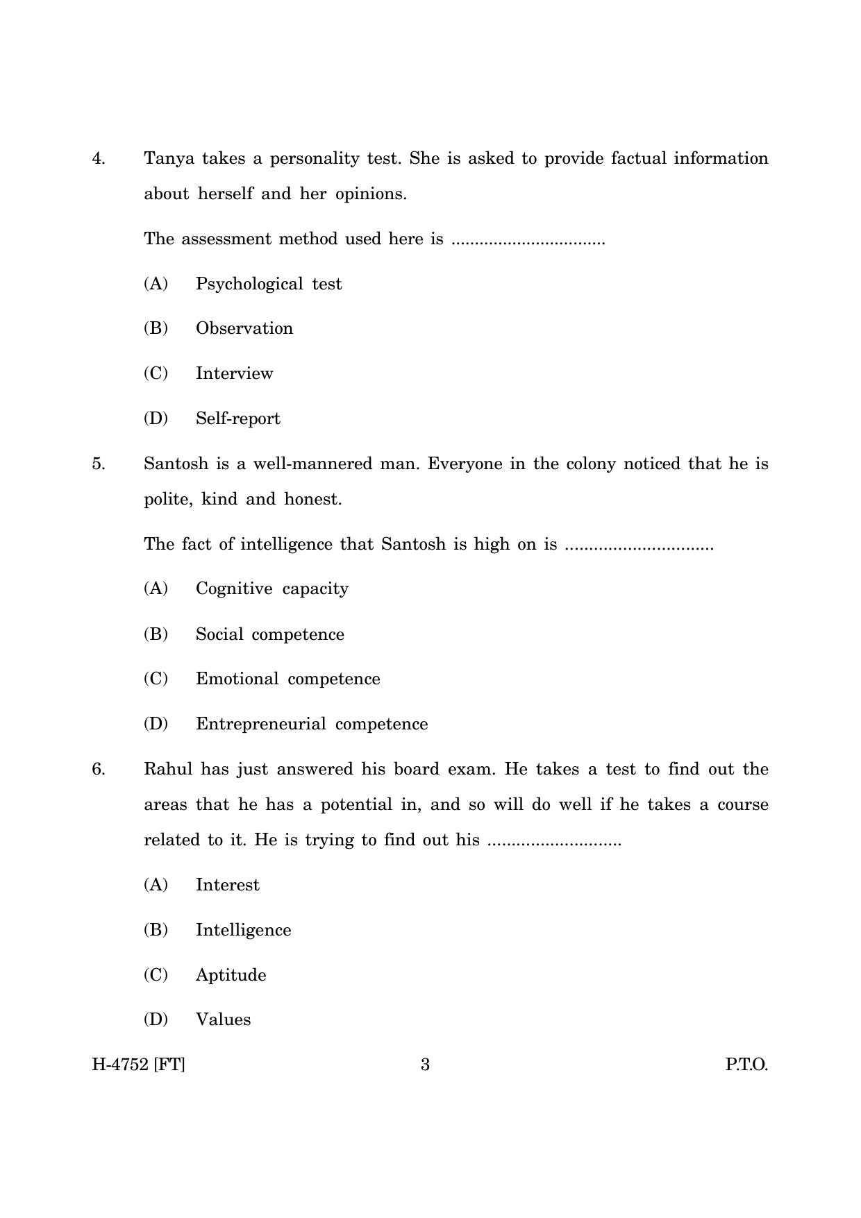 Goa Board Class 12 Psychology (November 2022) Question Paper - Page 3