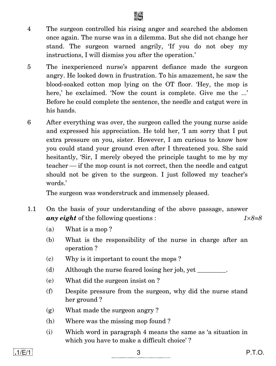 CBSE Class 10 1-C-1 English Communicative 2020 Compartment Question Paper - Page 3