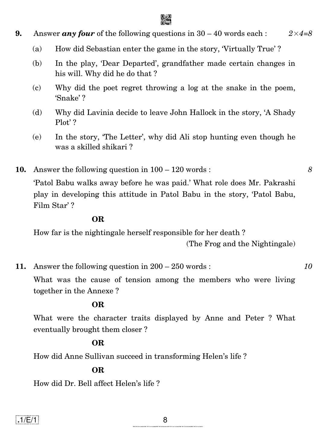 CBSE Class 10 1-C-1 English Communicative 2020 Compartment Question Paper - Page 8