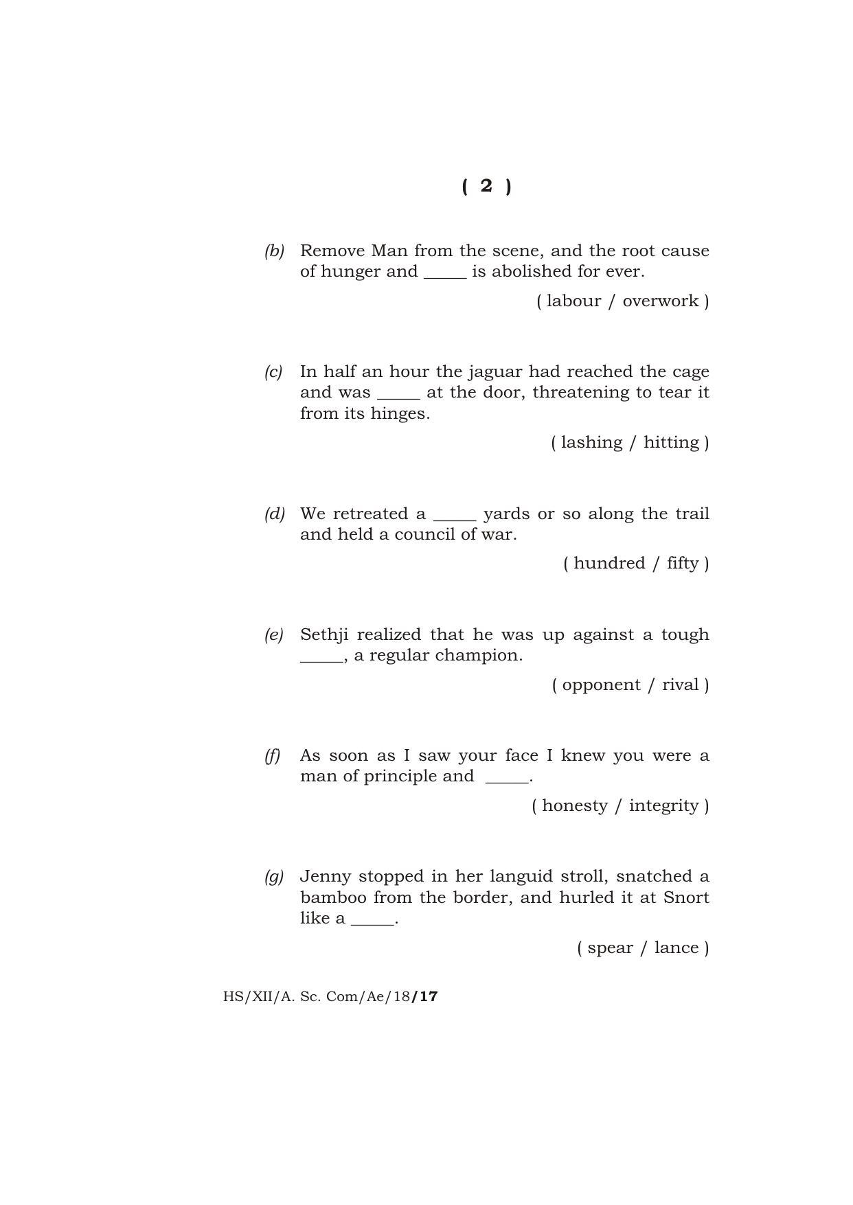 Meghalaya Board (MBOSE) Class 12 ALTERNATIVE ENGLISH 2018 Question Paper - Page 2