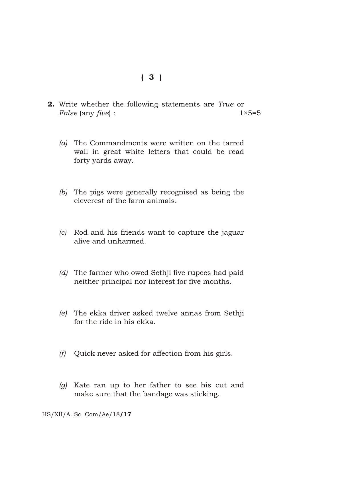 Meghalaya Board (MBOSE) Class 12 ALTERNATIVE ENGLISH 2018 Question Paper - Page 3