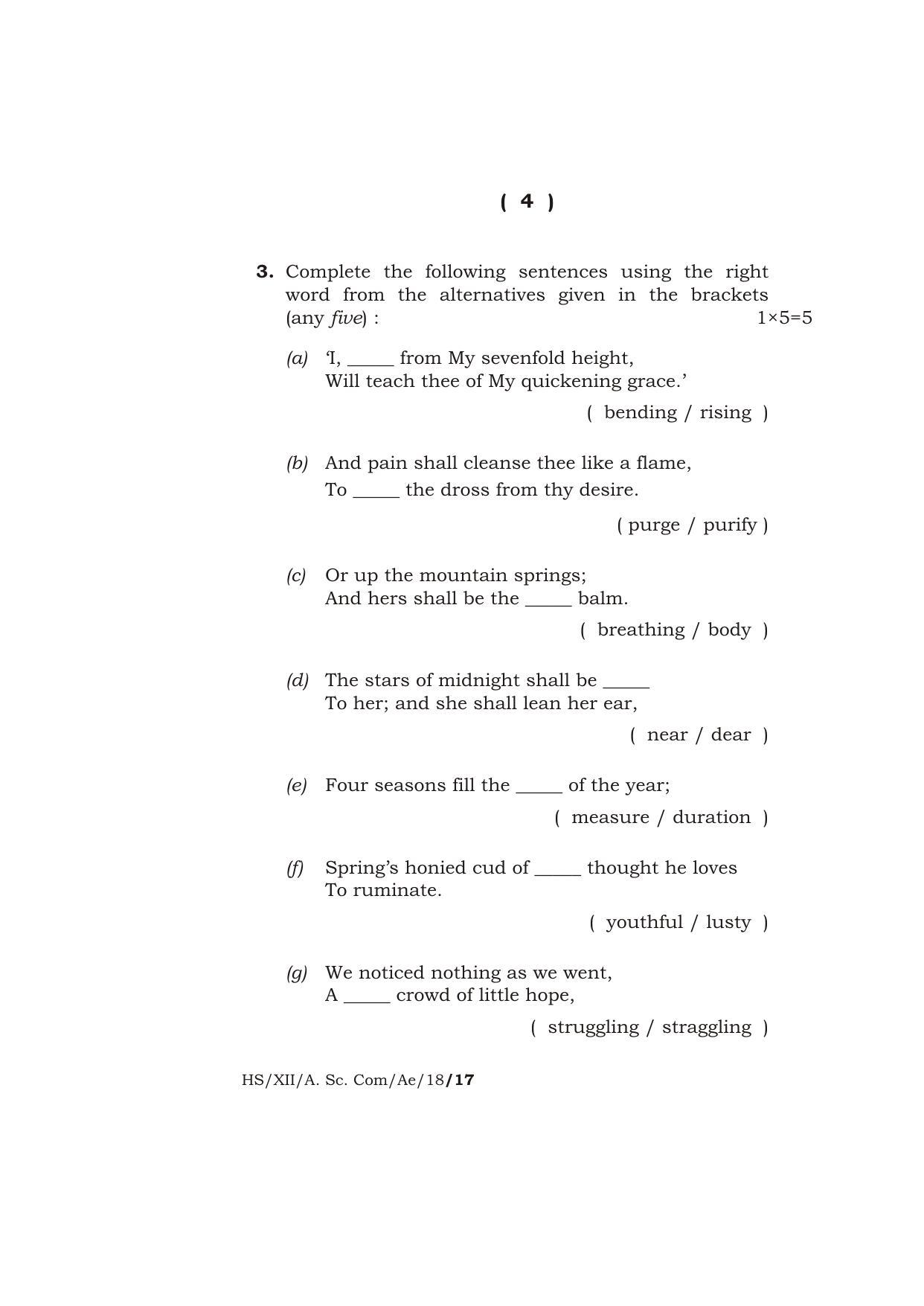 Meghalaya Board (MBOSE) Class 12 ALTERNATIVE ENGLISH 2018 Question Paper - Page 4