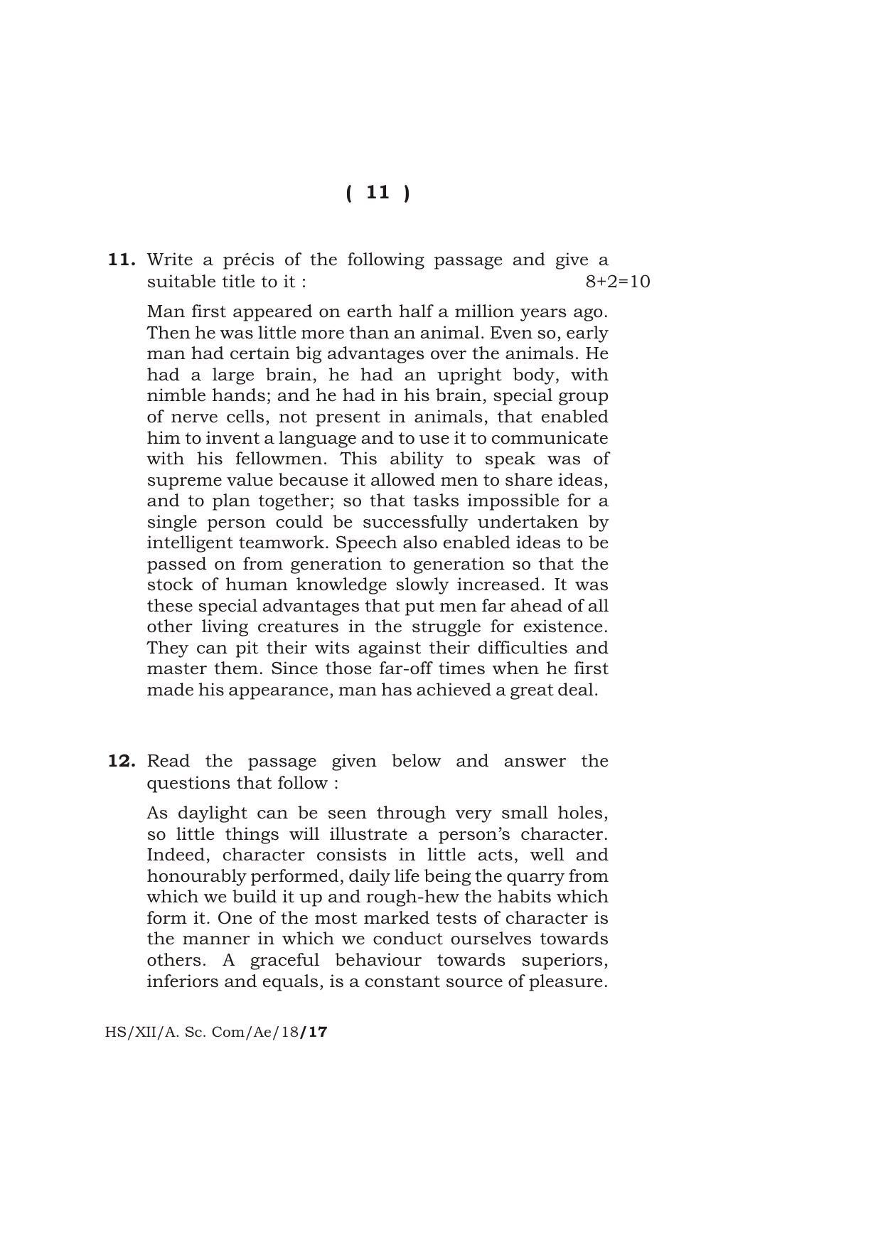 Meghalaya Board (MBOSE) Class 12 ALTERNATIVE ENGLISH 2018 Question Paper - Page 11