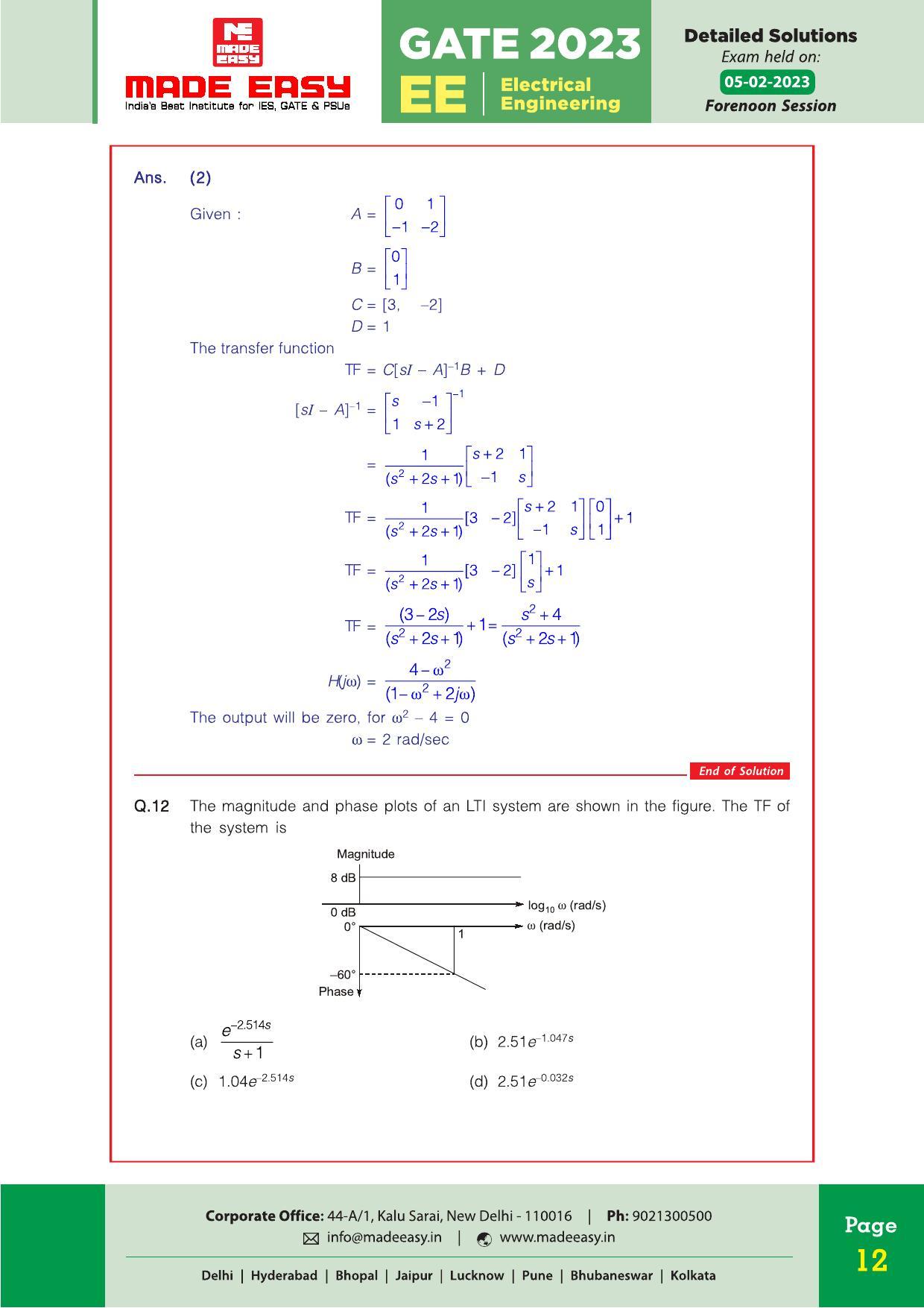GATE 2023 Electrical Engineering (EE) Question Paper (Made Easy) - Page 16