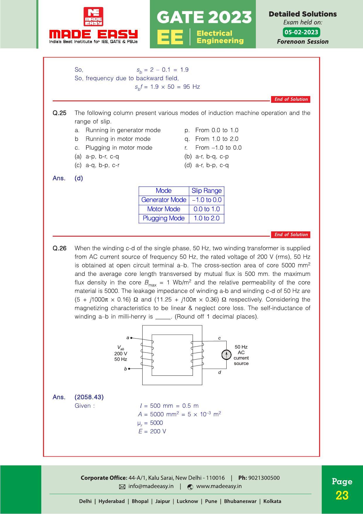 GATE 2023 Electrical Engineering (EE) Question Paper (Made Easy) - Page 29