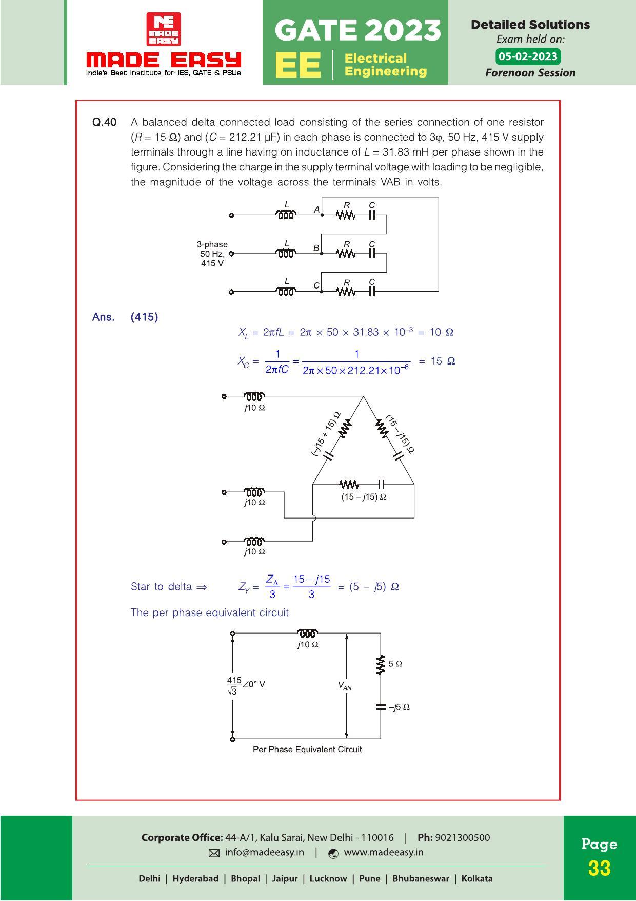 GATE 2023 Electrical Engineering (EE) Question Paper (Made Easy) - Page 41