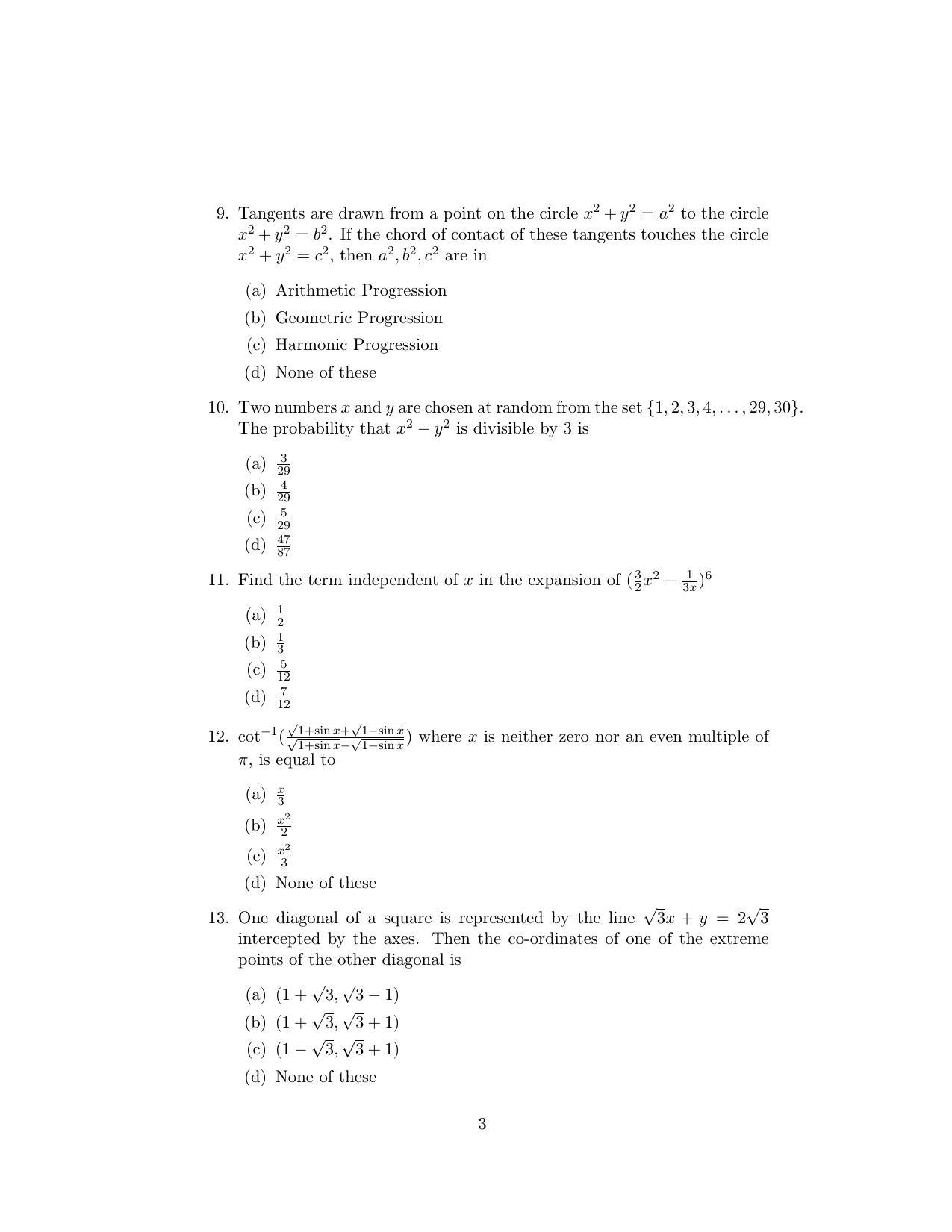 ISI Admission Test M.S.(QMS) QMA 2020 Sample Paper - Page 3