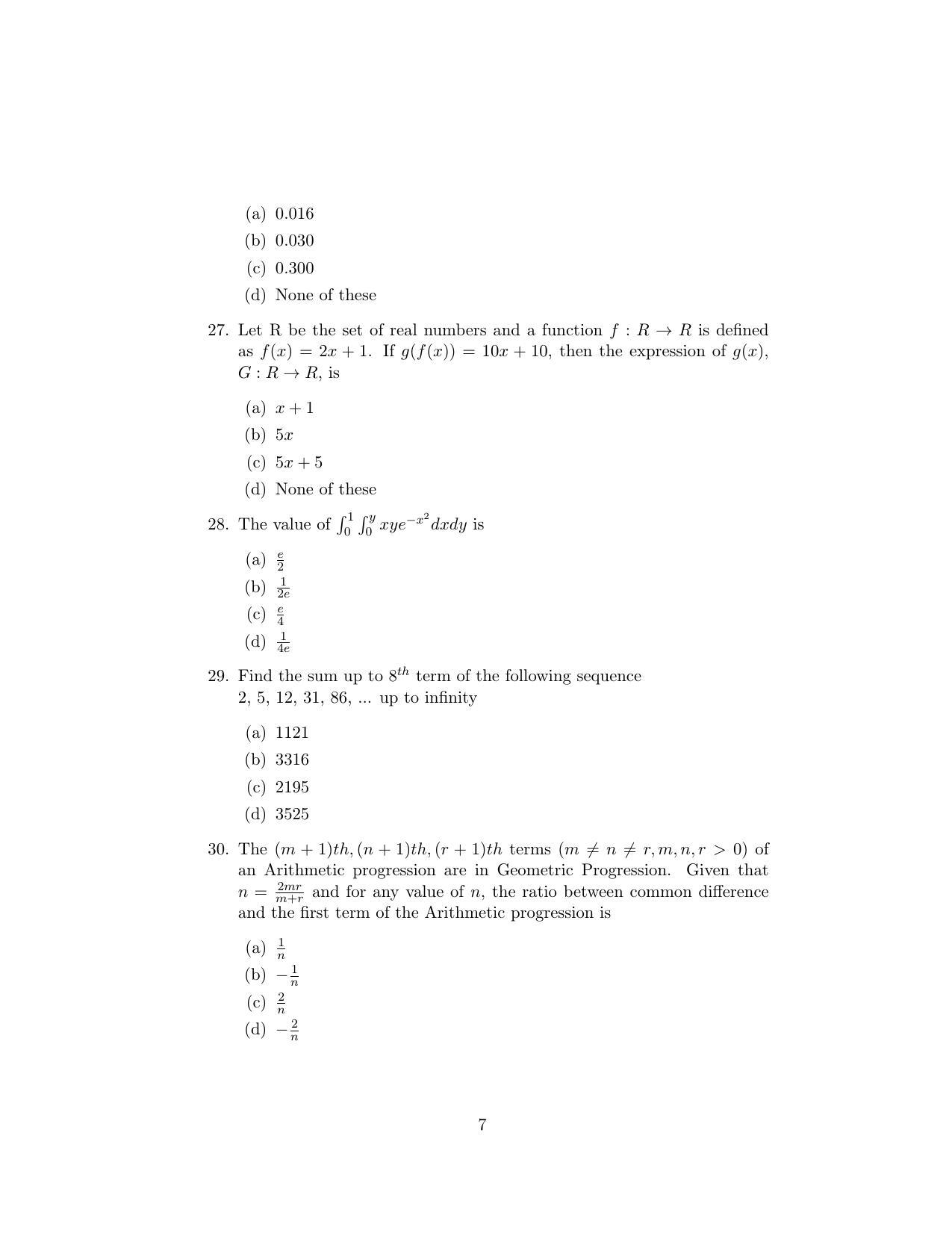 ISI Admission Test M.S.(QMS) QMA 2020 Sample Paper - Page 7