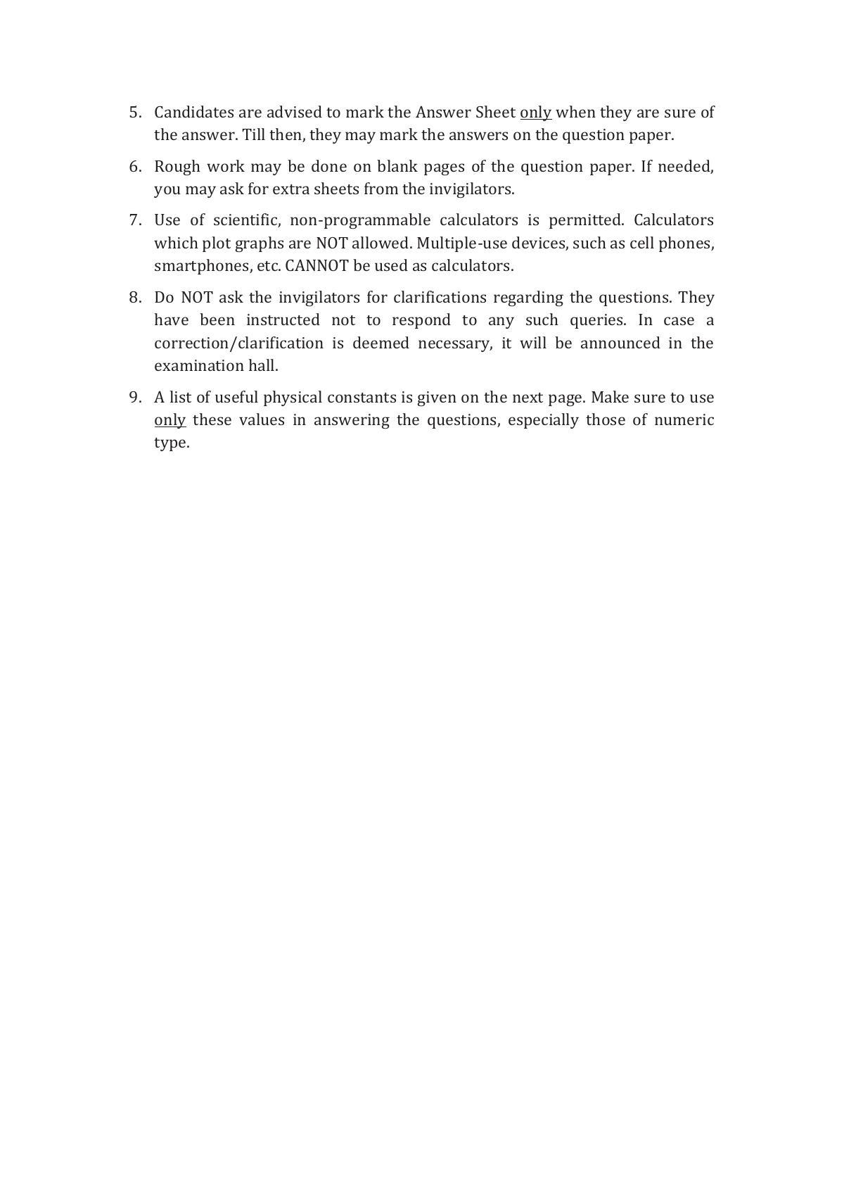 TIFR GS 2017 Physics X Question Paper - Page 2