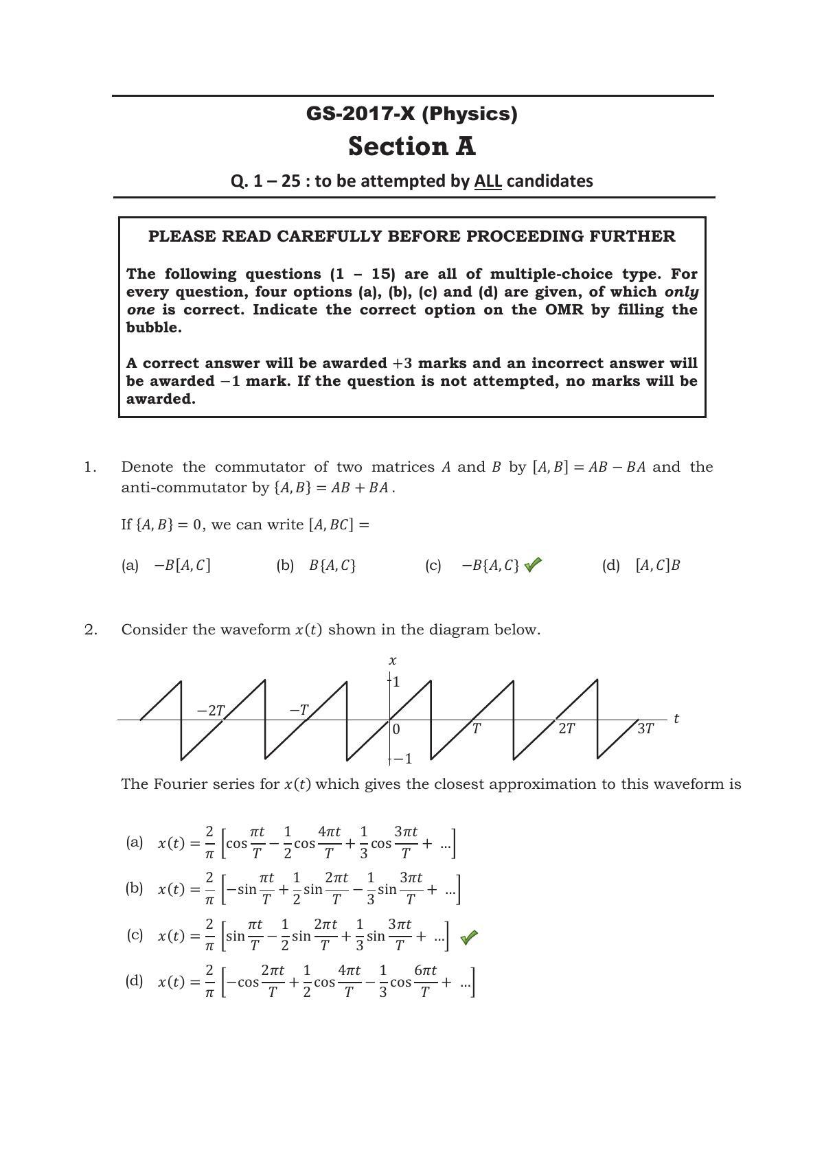 TIFR GS 2017 Physics X Question Paper - Page 4