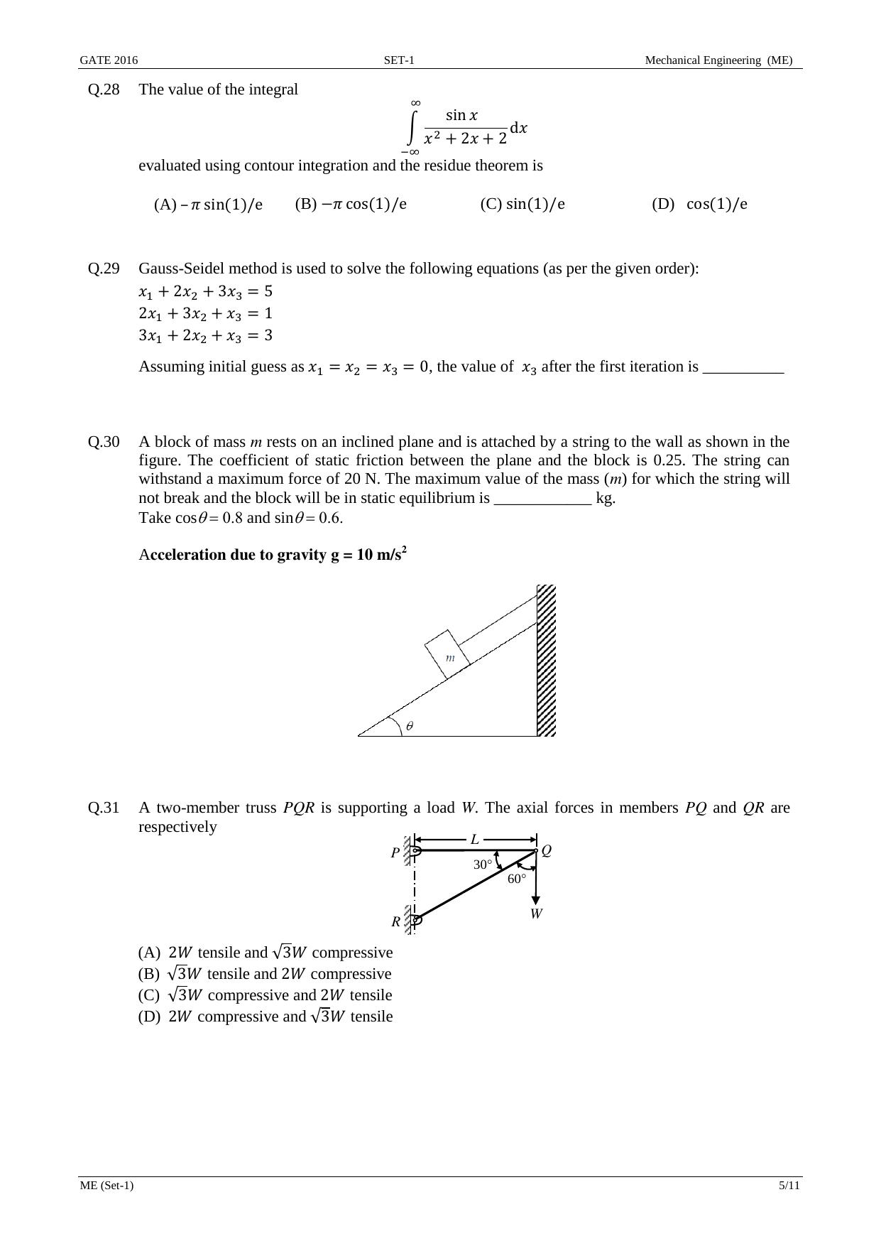 GATE 2016 Mechanical Engineering (ME) Question Paper with Answer Key - Page 7