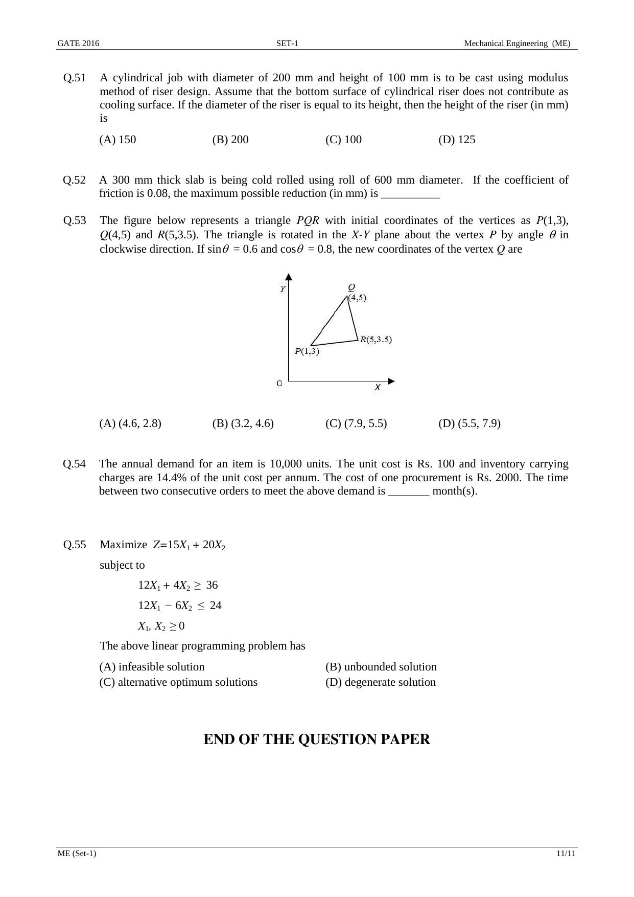 GATE 2016 Mechanical Engineering (ME) Question Paper with Answer Key - Page 13