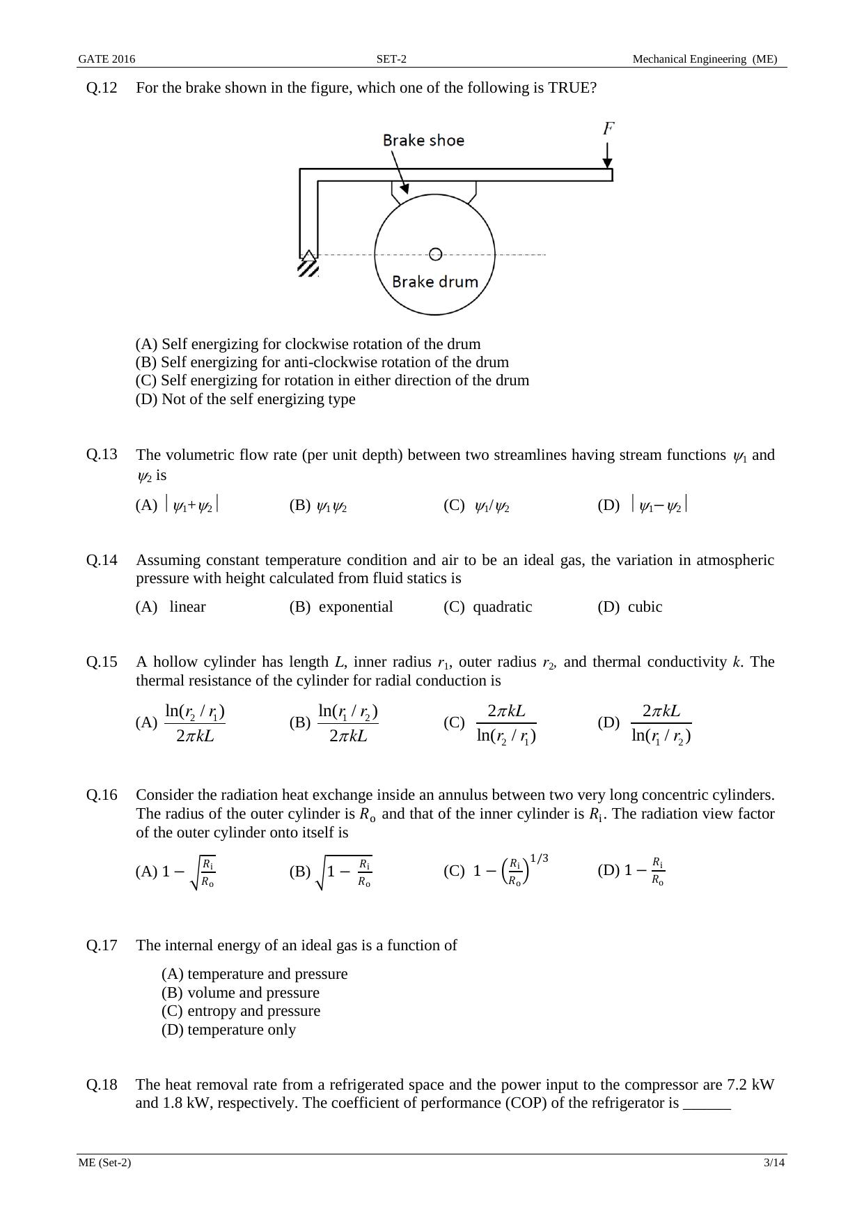 GATE 2016 Mechanical Engineering (ME) Question Paper with Answer Key - Page 21