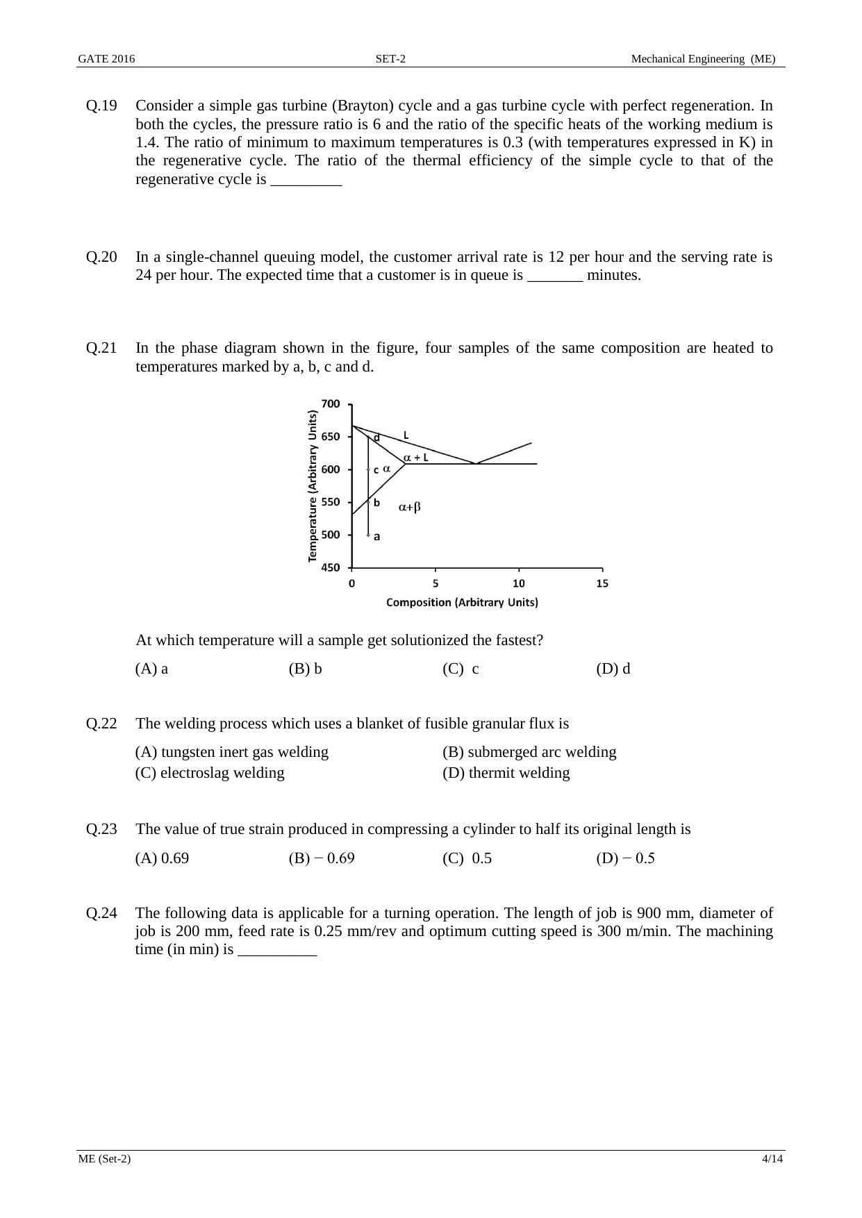 GATE 2016 Mechanical Engineering (ME) Question Paper with Answer Key - Page 22