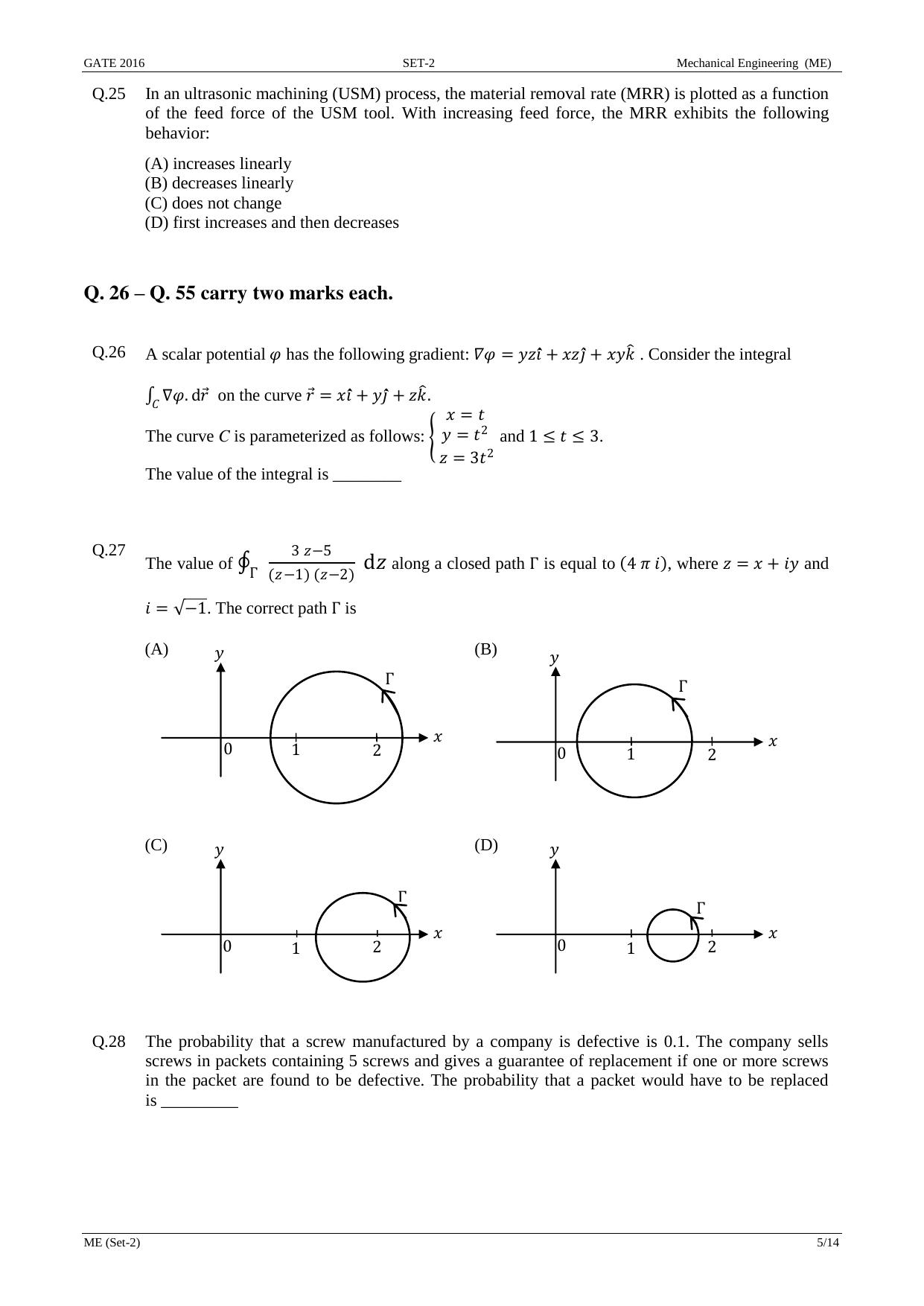 GATE 2016 Mechanical Engineering (ME) Question Paper with Answer Key - Page 23