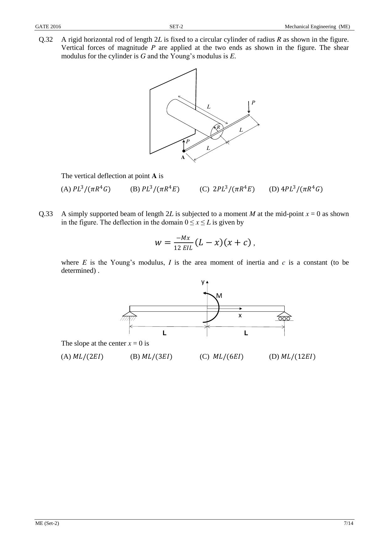 GATE 2016 Mechanical Engineering (ME) Question Paper with Answer Key - Page 25