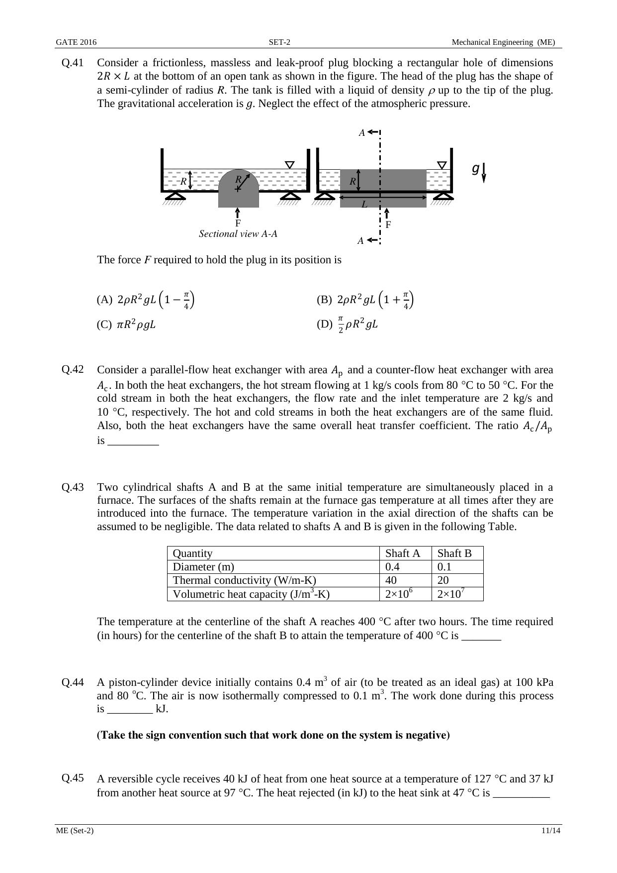 GATE 2016 Mechanical Engineering (ME) Question Paper with Answer Key - Page 29