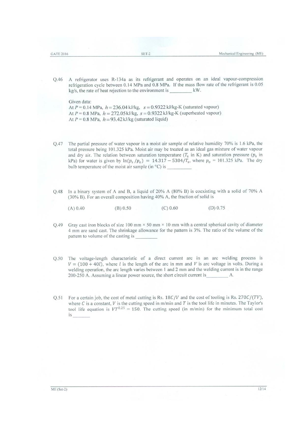 GATE 2016 Mechanical Engineering (ME) Question Paper with Answer Key - Page 30