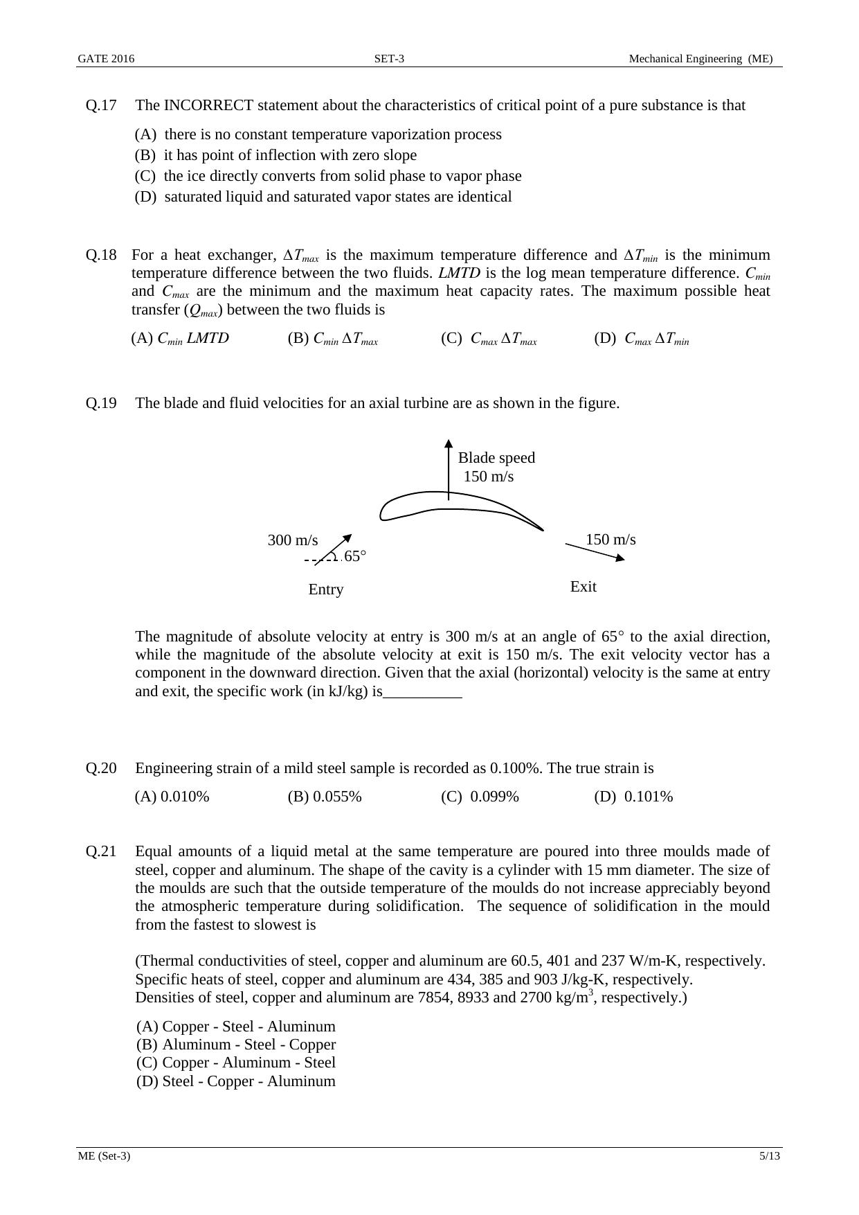 GATE 2016 Mechanical Engineering (ME) Question Paper with Answer Key - Page 42