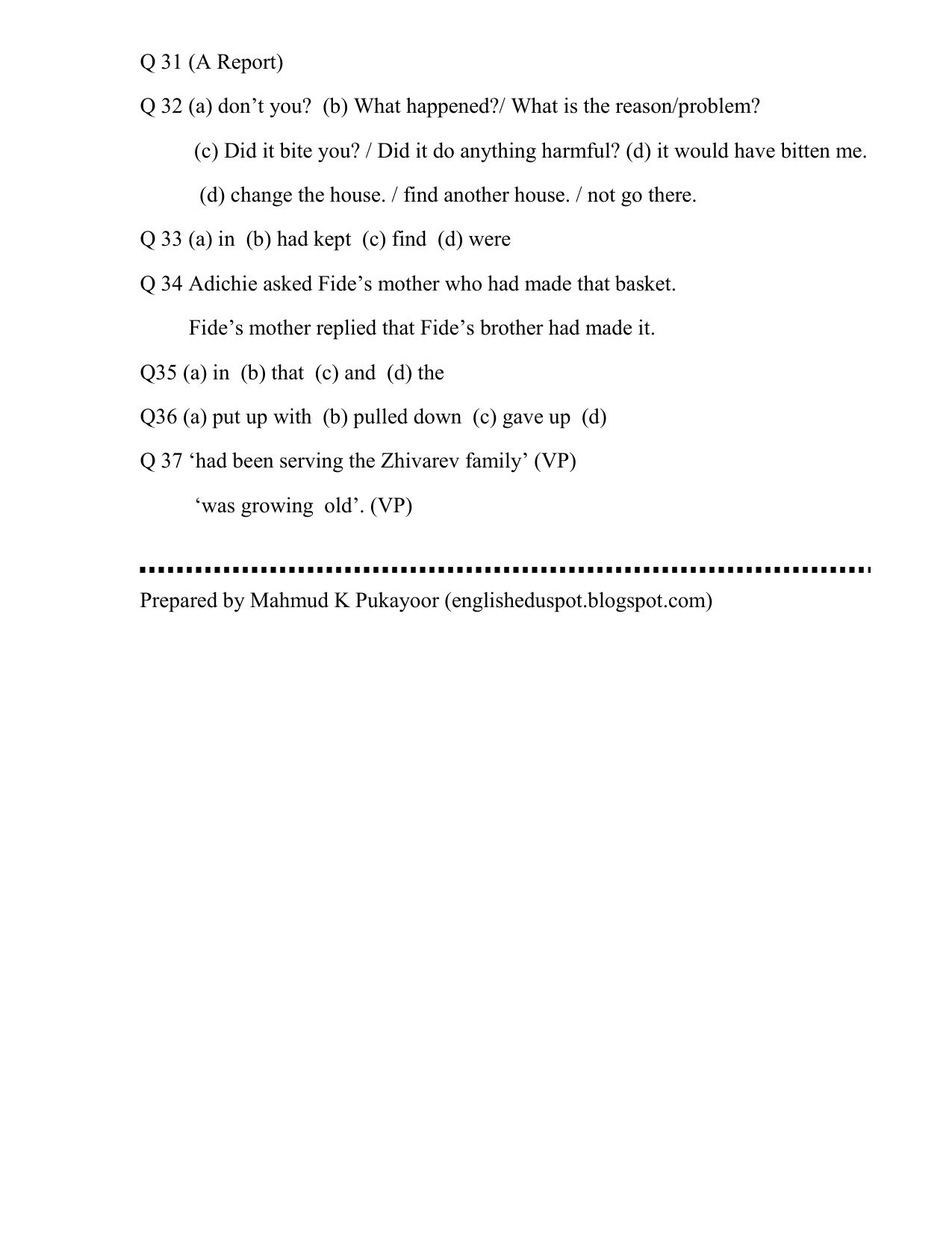 Kerala SSLC 2018 English  Answer Key - Page 3