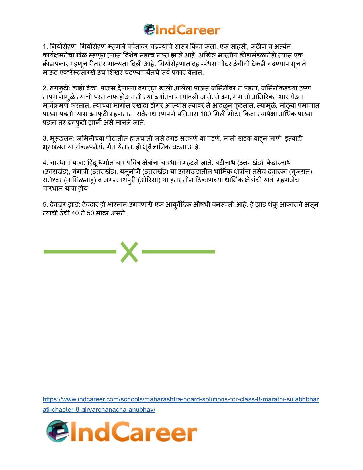 Maharashtra Board Solutions for Class 8- Marathi Sulabhbharati: Chapter 8- गीर्यारोहणाचा अनुभव - Page 43