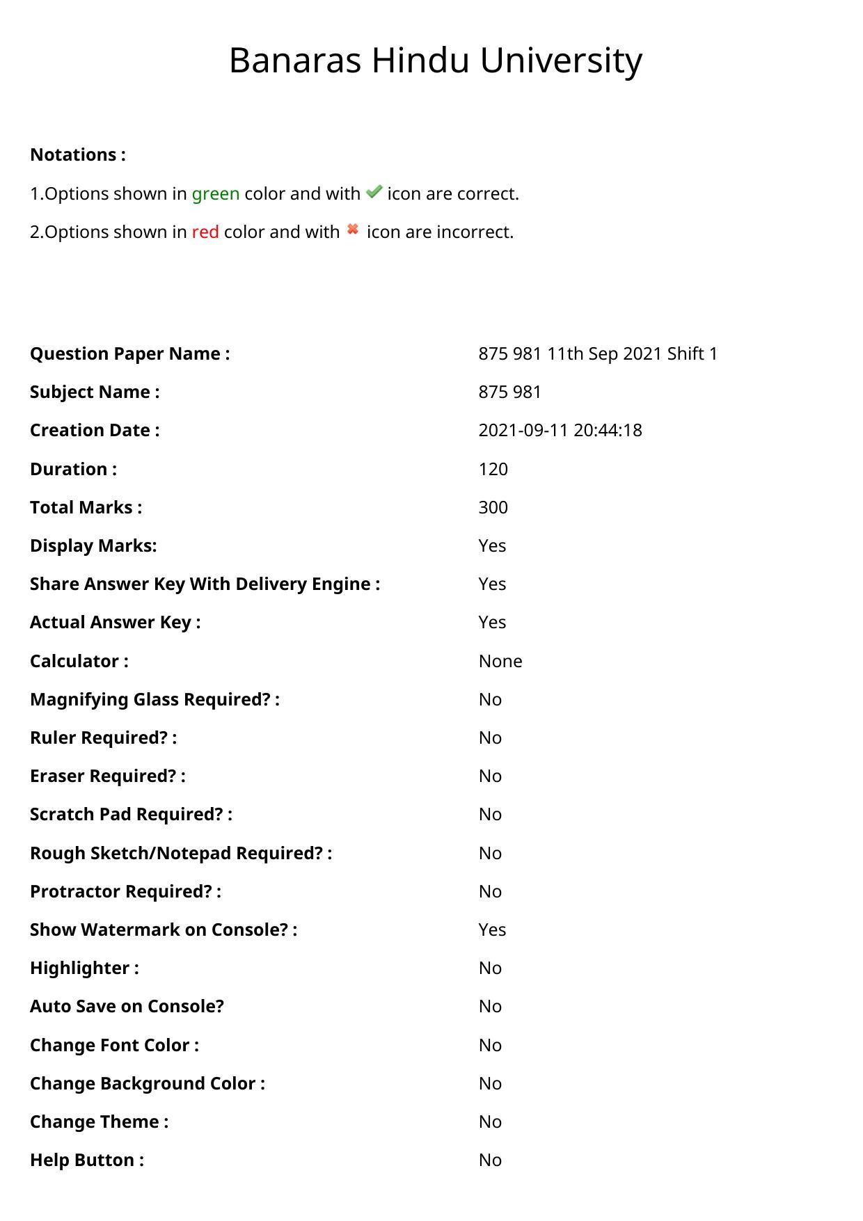 BHU RET Law & HRDE 2020 Question Paper - Page 1