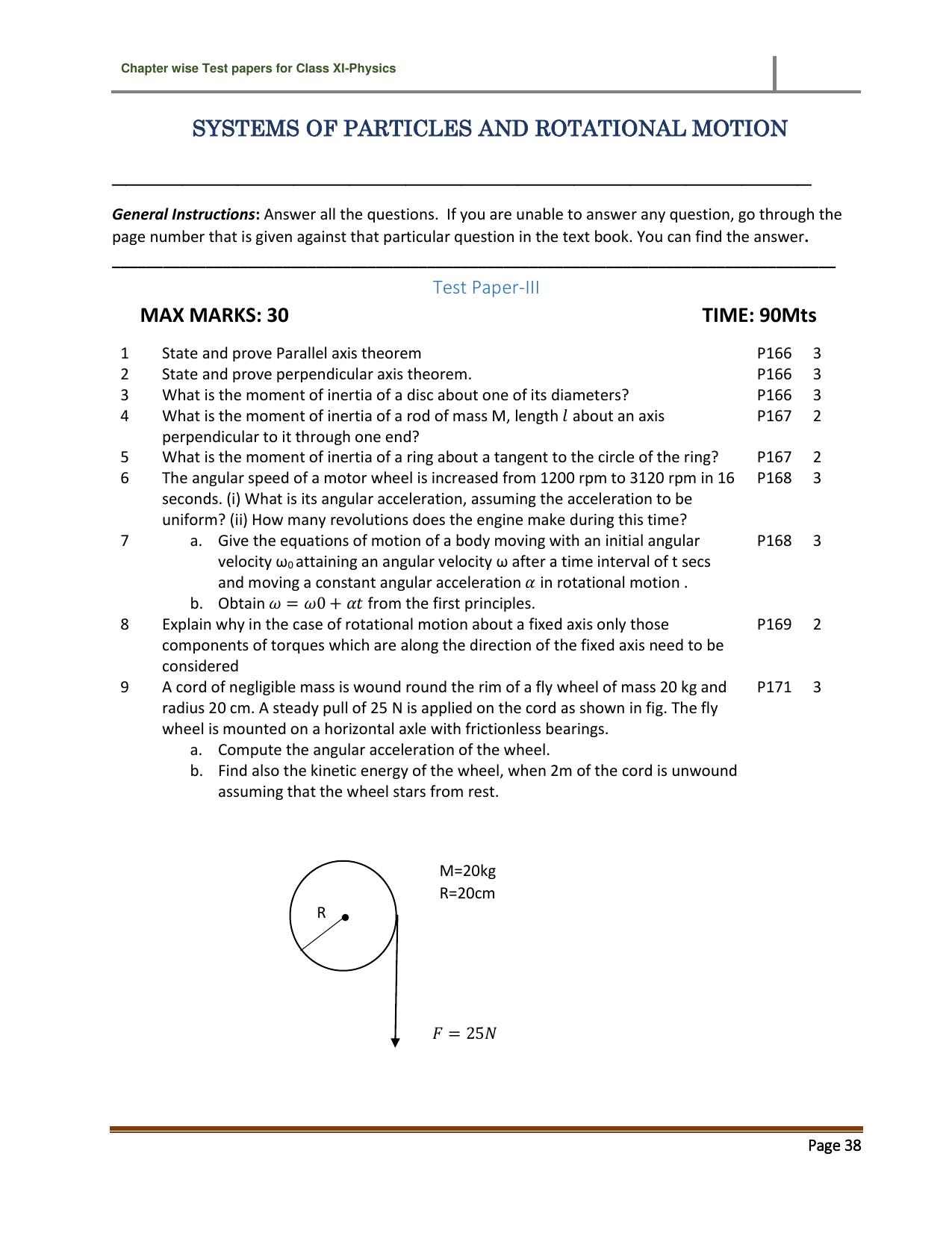 CBSE Worksheets for Class 11 Physics Systems of Particles and Rotational Motion Assignment 3 - Page 1