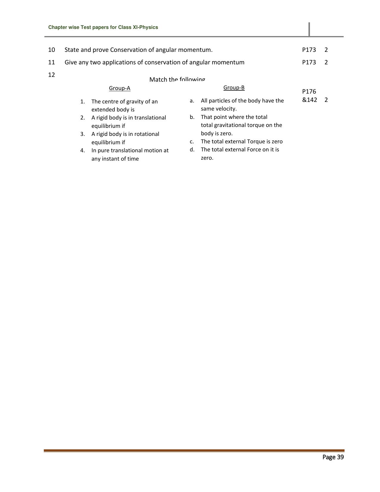 CBSE Worksheets for Class 11 Physics Systems of Particles and Rotational Motion Assignment 3 - Page 2
