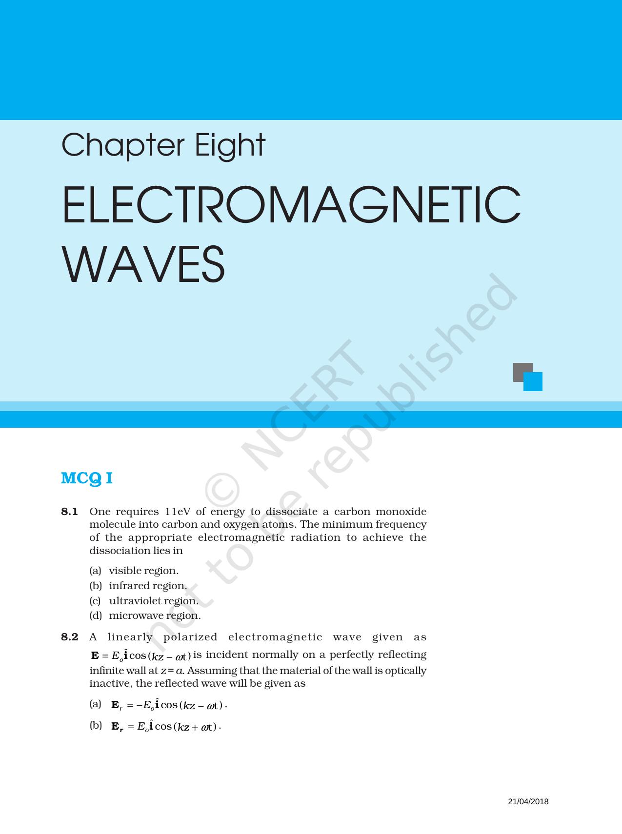 NCERT Exemplar Book for Class 12 Physics: Chapter 8 Electromagnetic Waves - Page 1